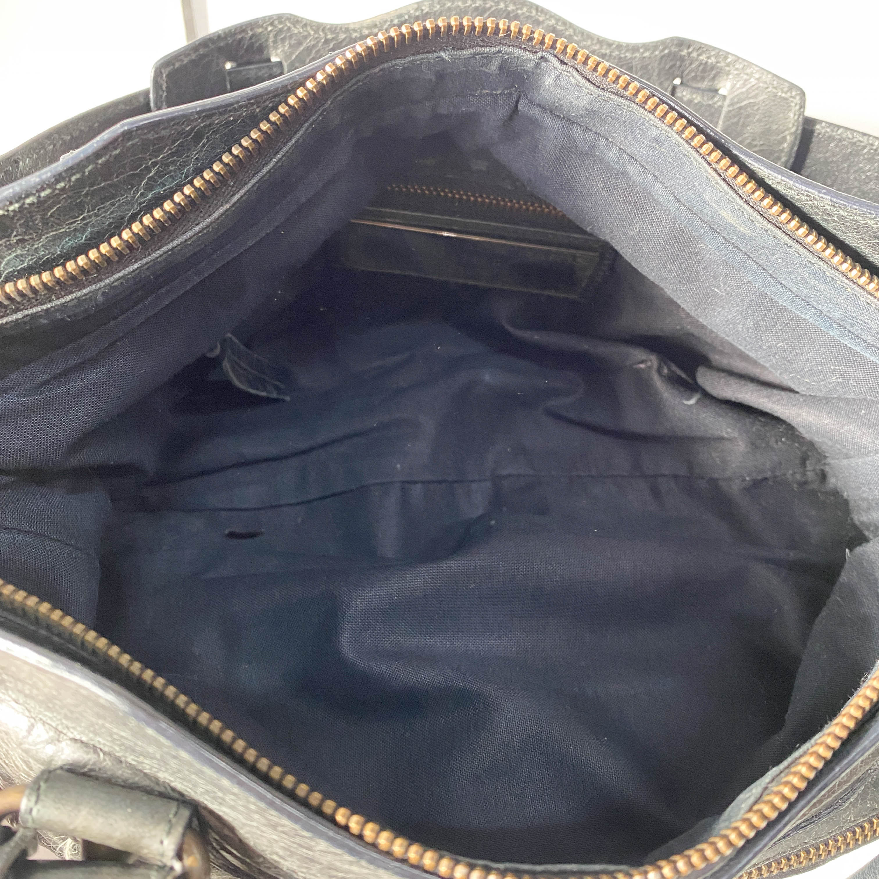 The City Black Calfskin Leather Two Way Bag