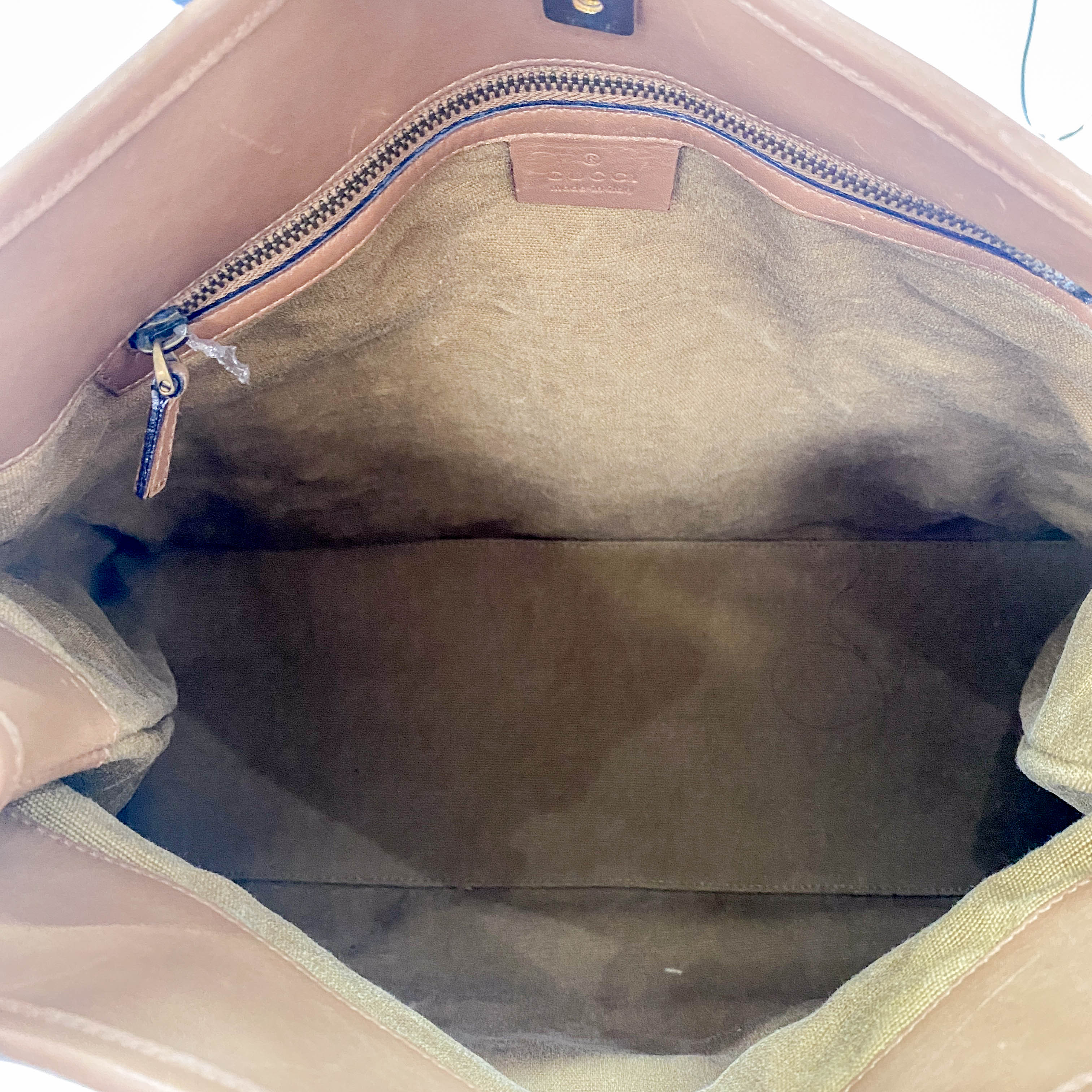 Khaki Brown Cotton Canvas with Interwined Wood Handle Bag