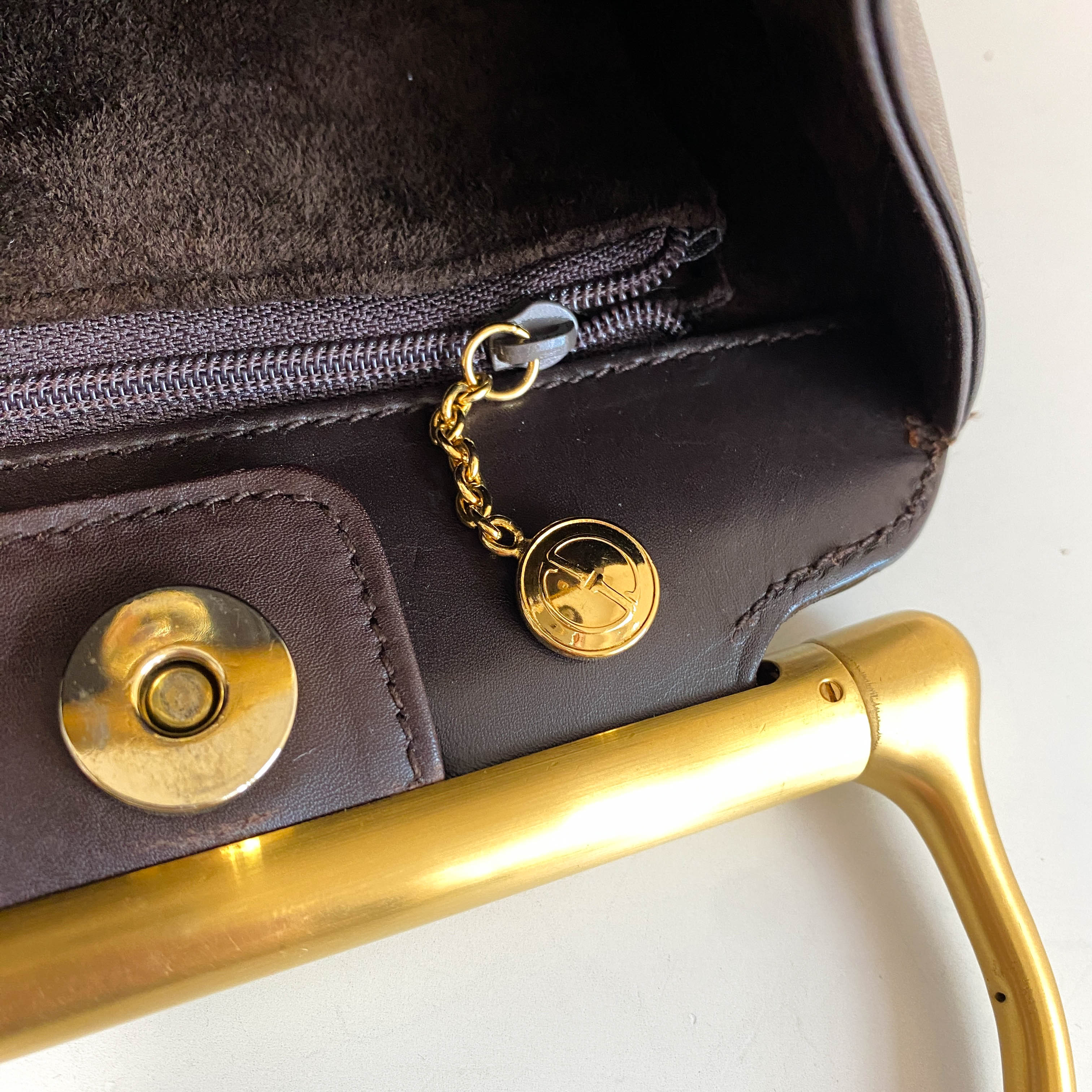 Horsebit Brown Suede Hand Bag