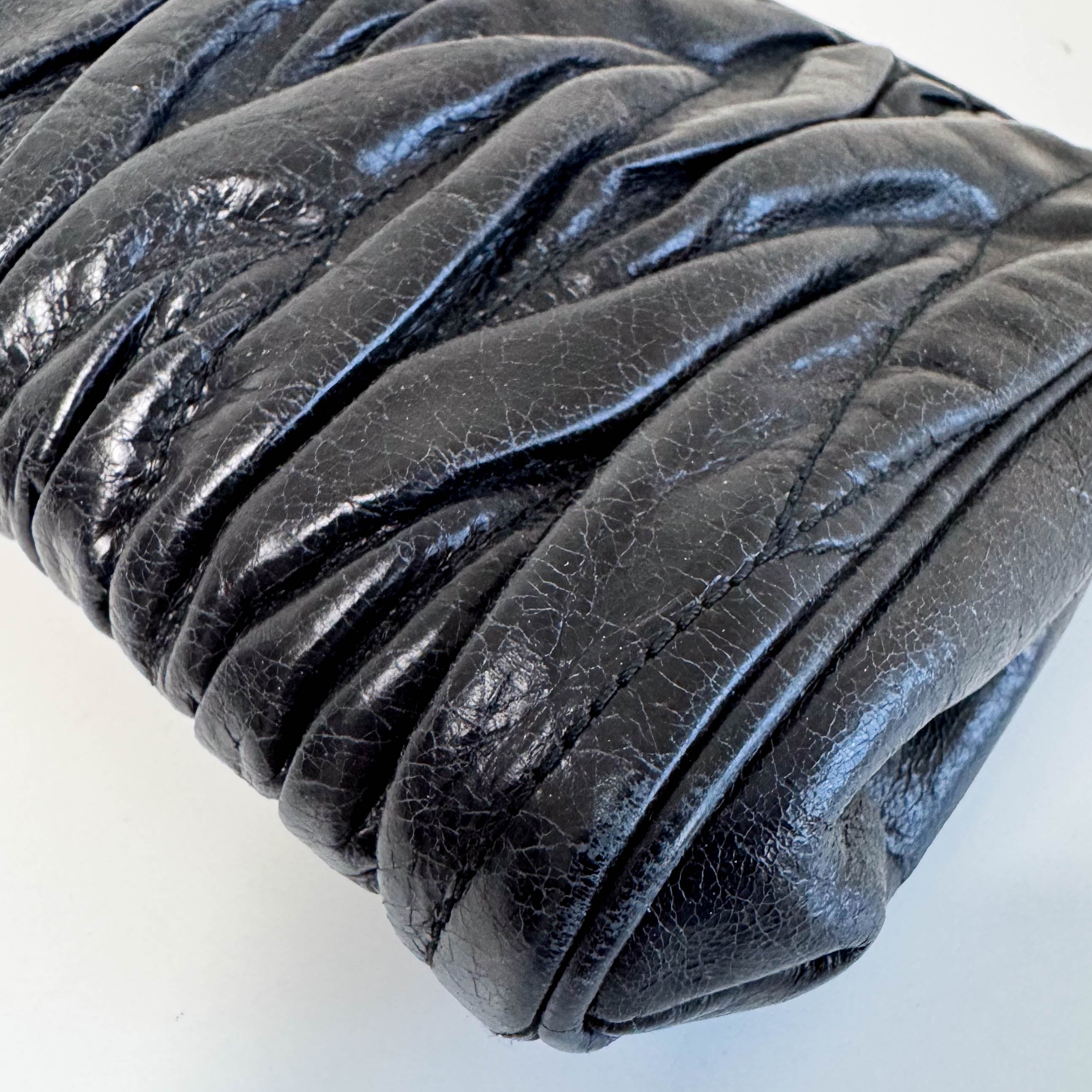 Matelasse Black Leather Clutch Bag