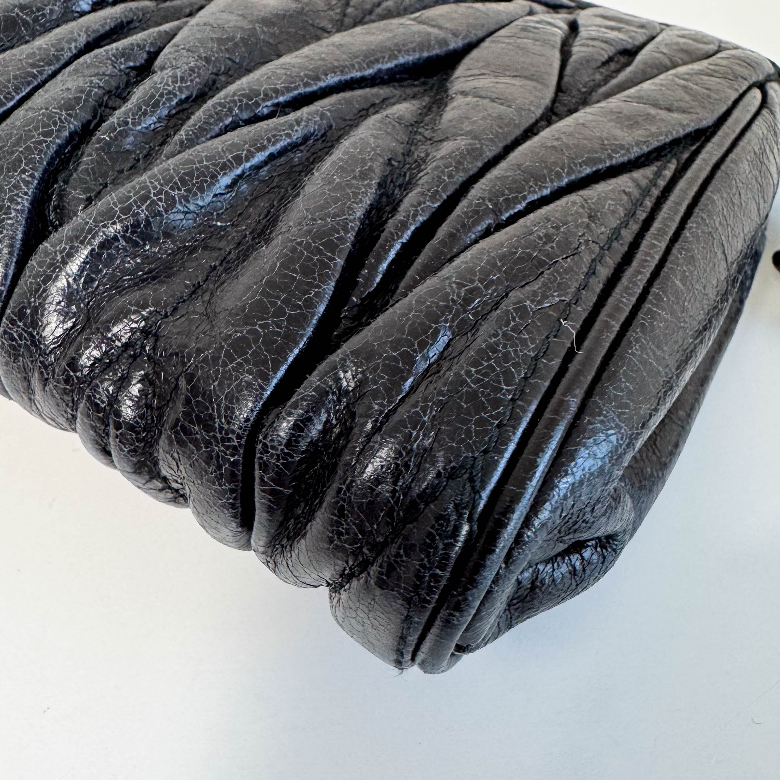 Matelasse Black Leather Clutch Bag