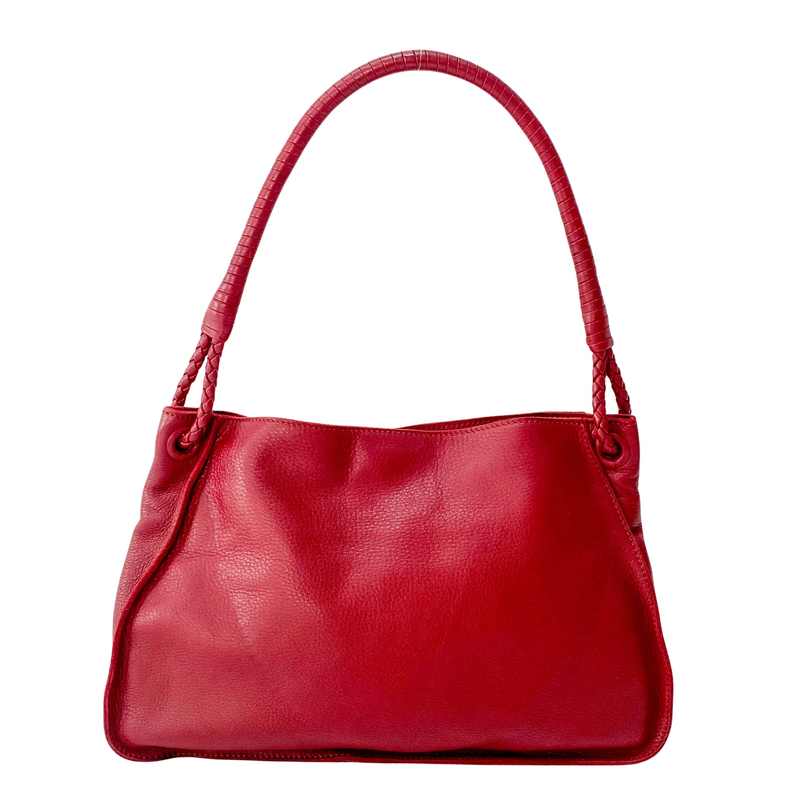 Bordeaux Red Leather Shoulder Bag