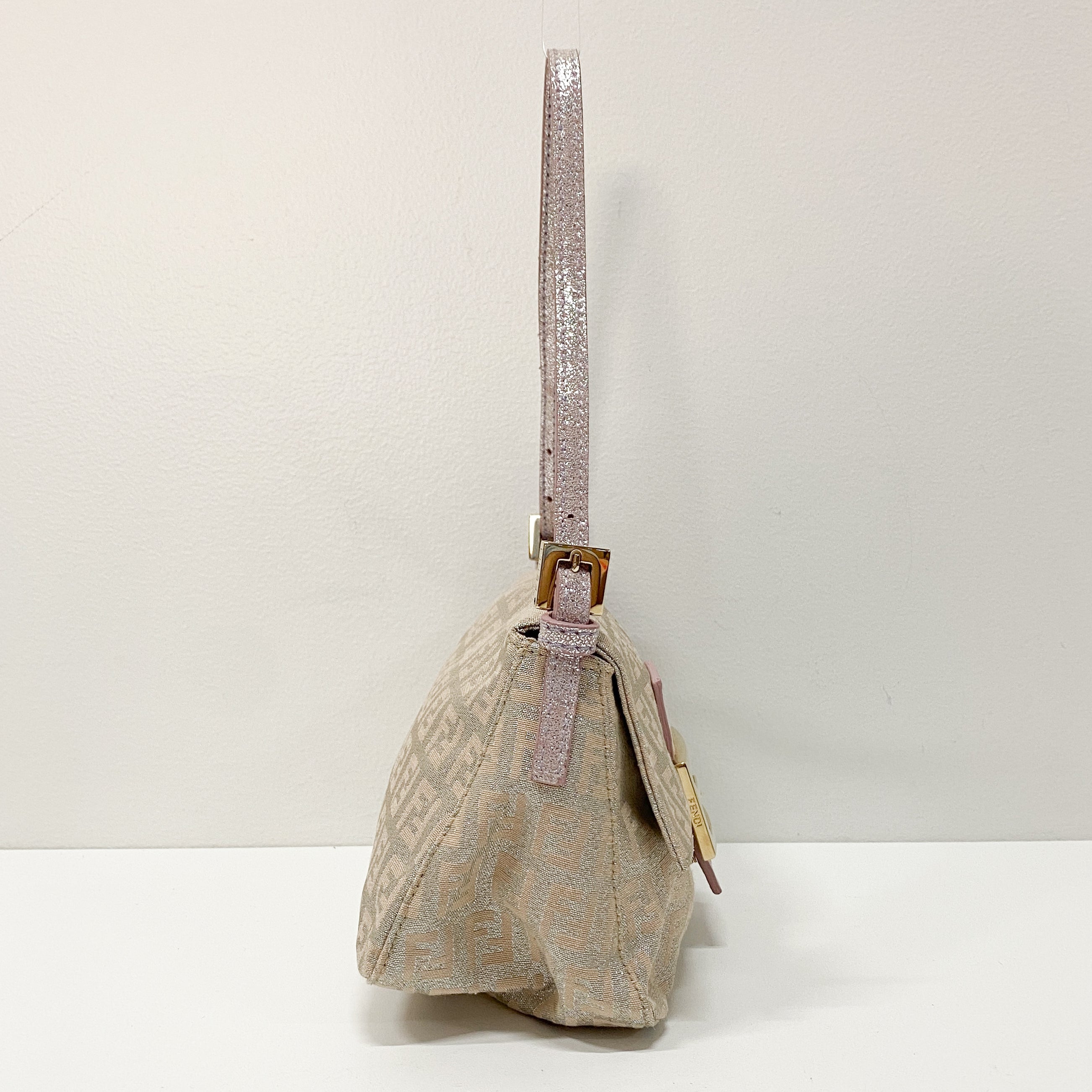 Zuchinno Mini Mamma Baguette Pink Canvas Shoulder Bag