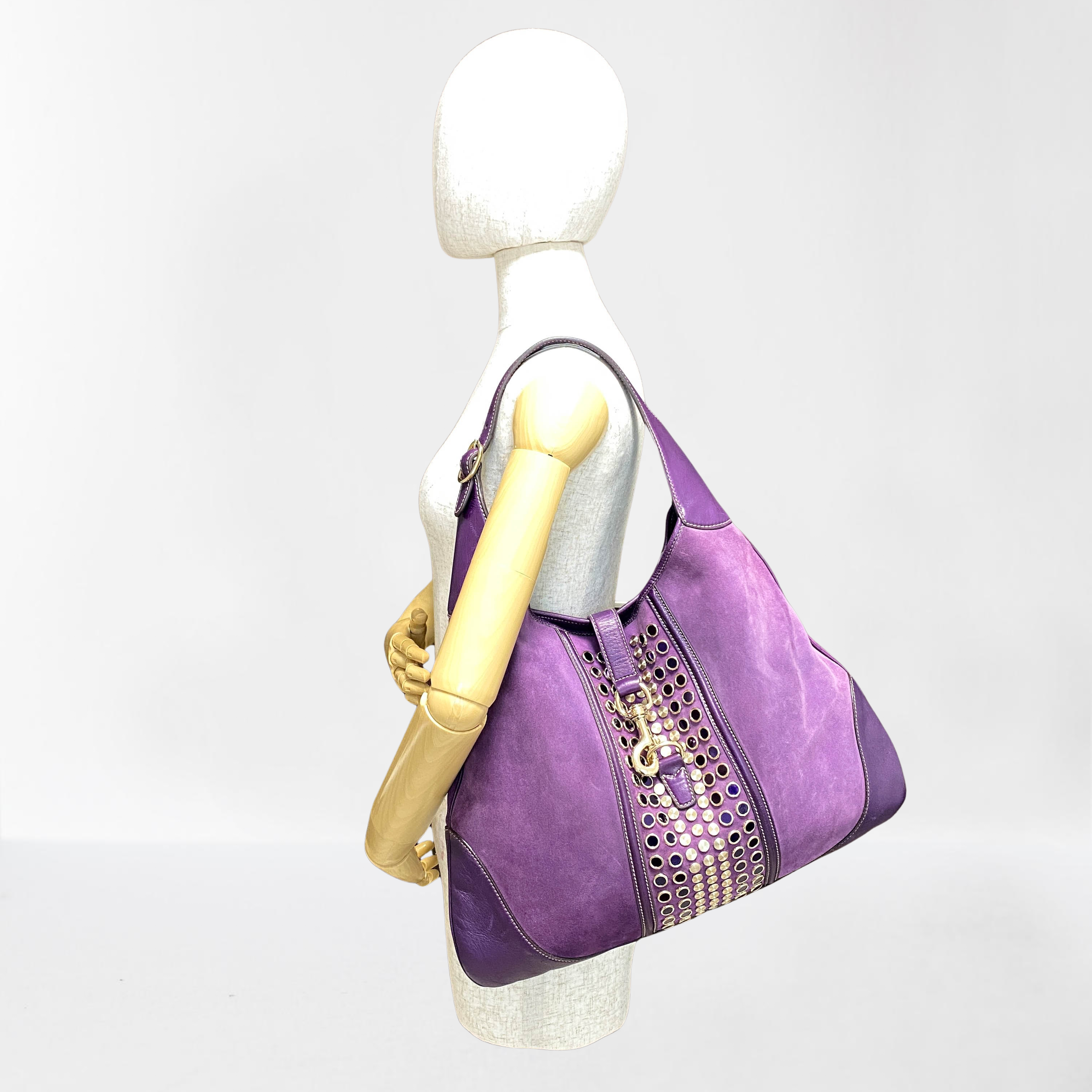 New Jackie Purple Suede Shoulder Bag