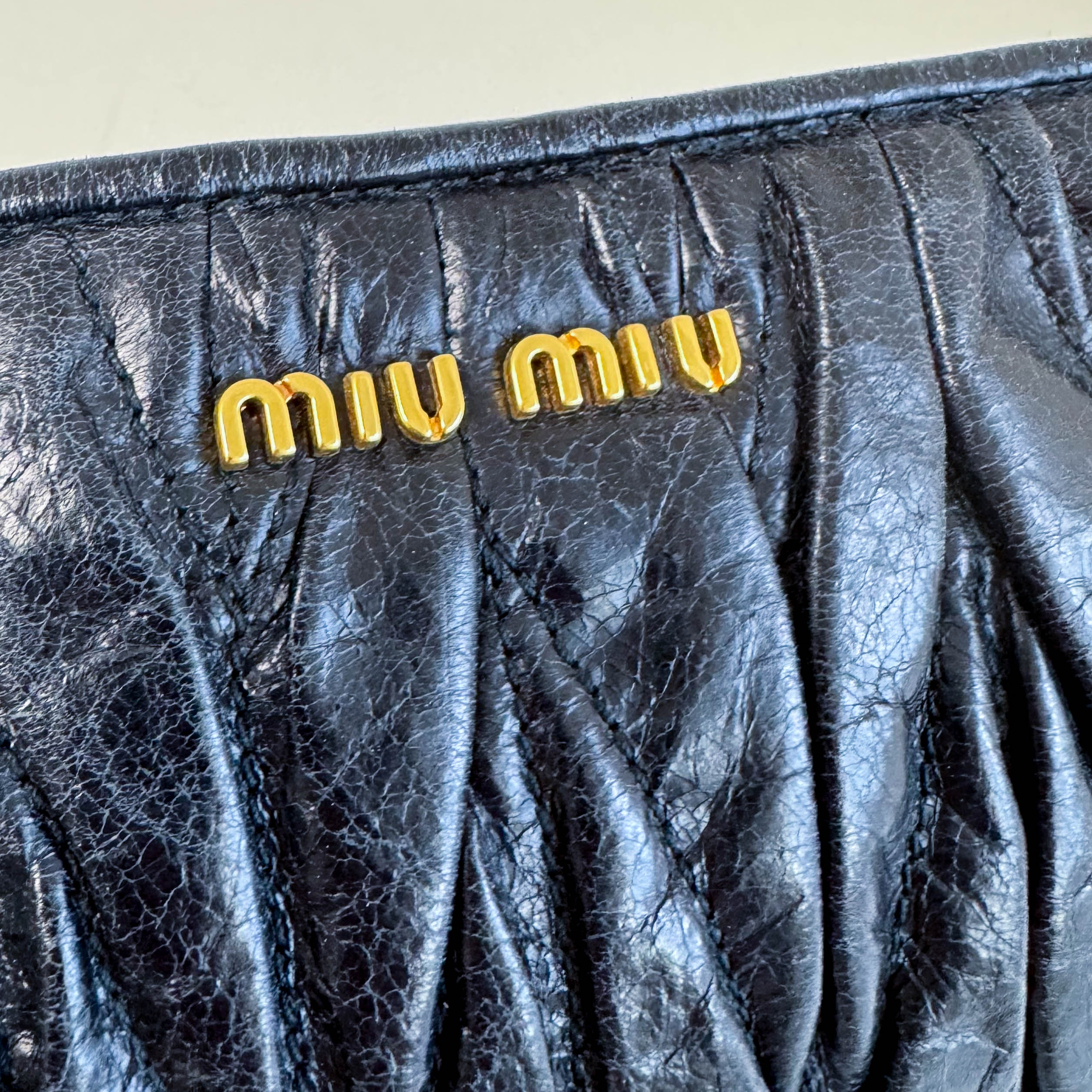 Matelasse Black Leather Clutch Bag