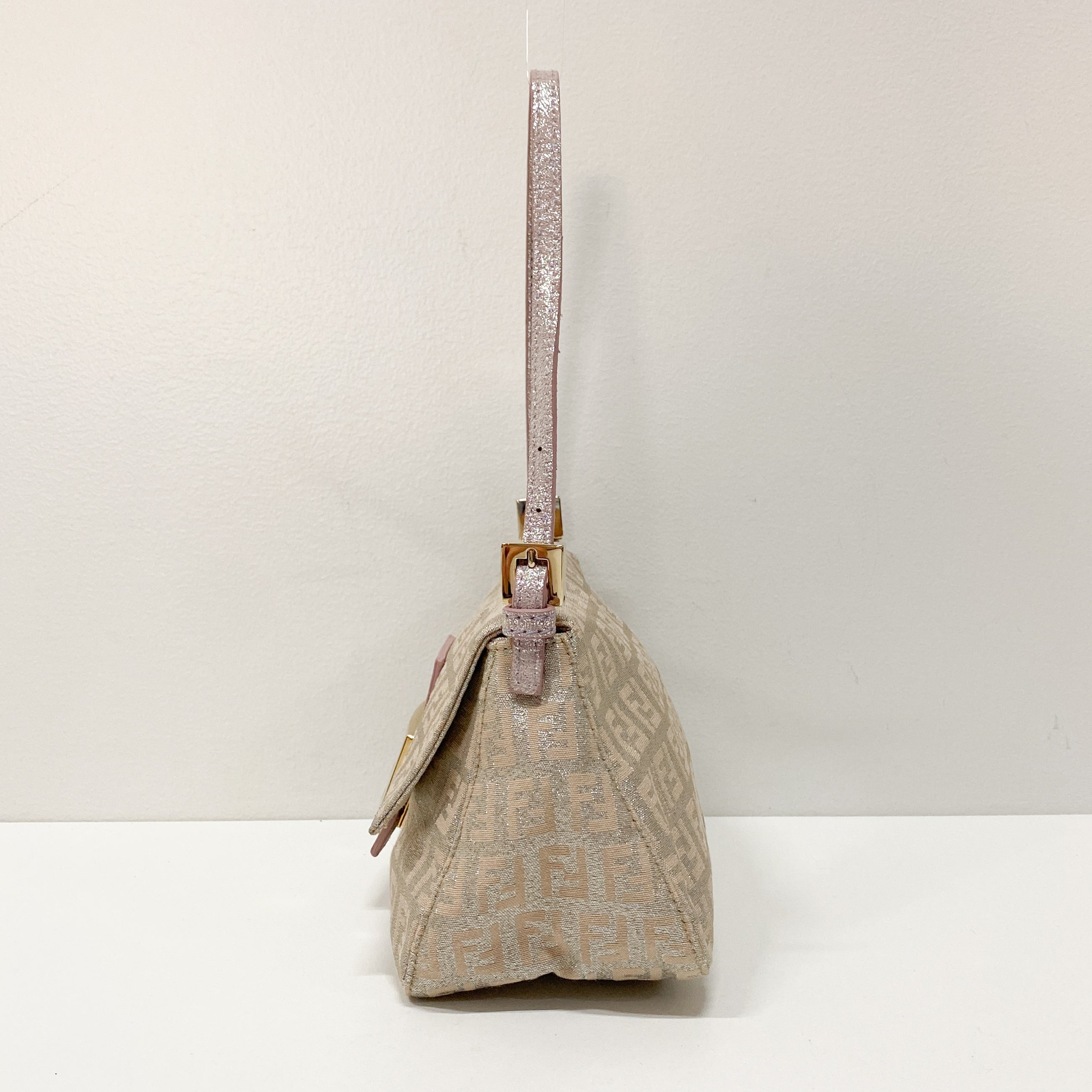 Zuchinno Mini Mamma Baguette Pink Canvas Shoulder Bag