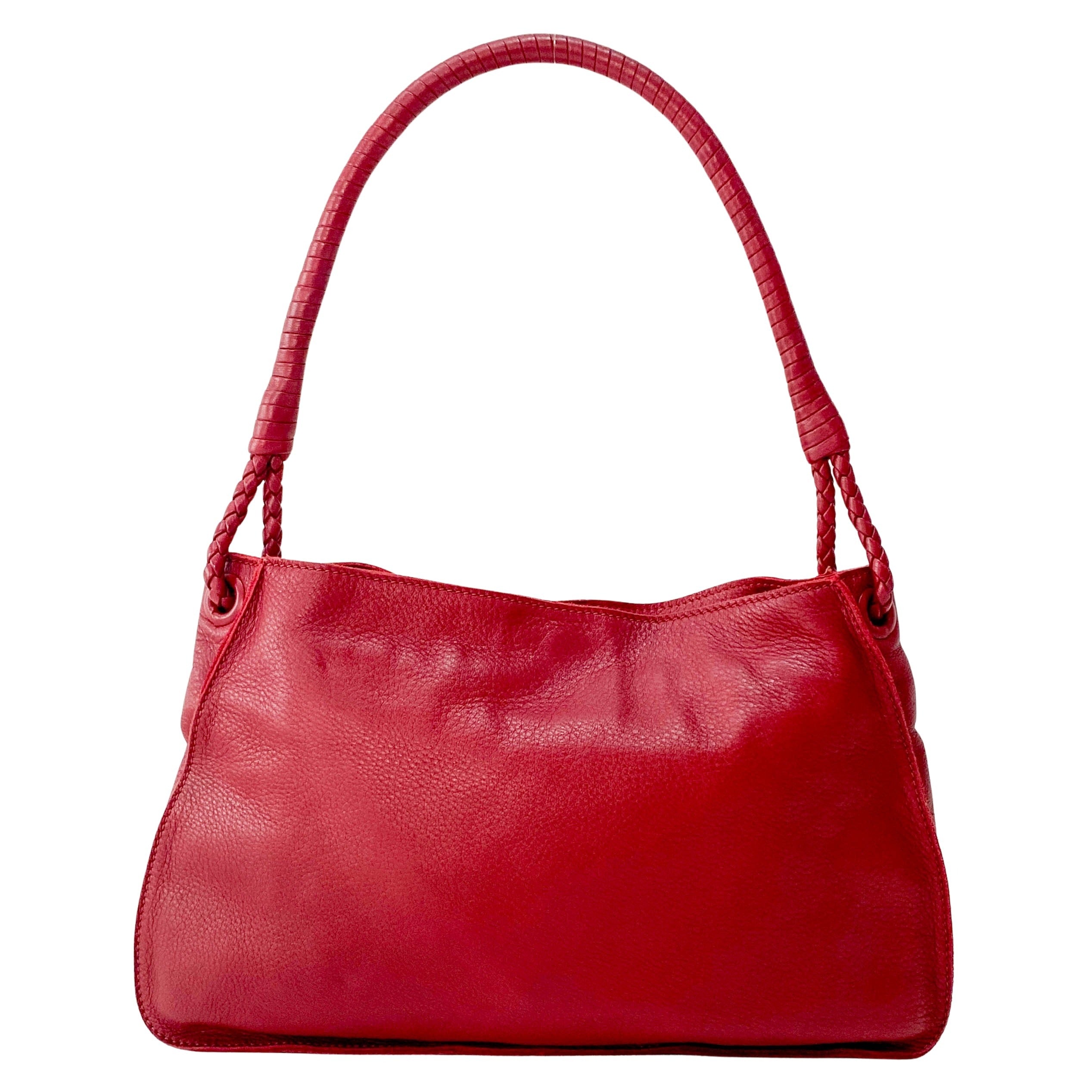 Bordeaux Red Leather Shoulder Bag
