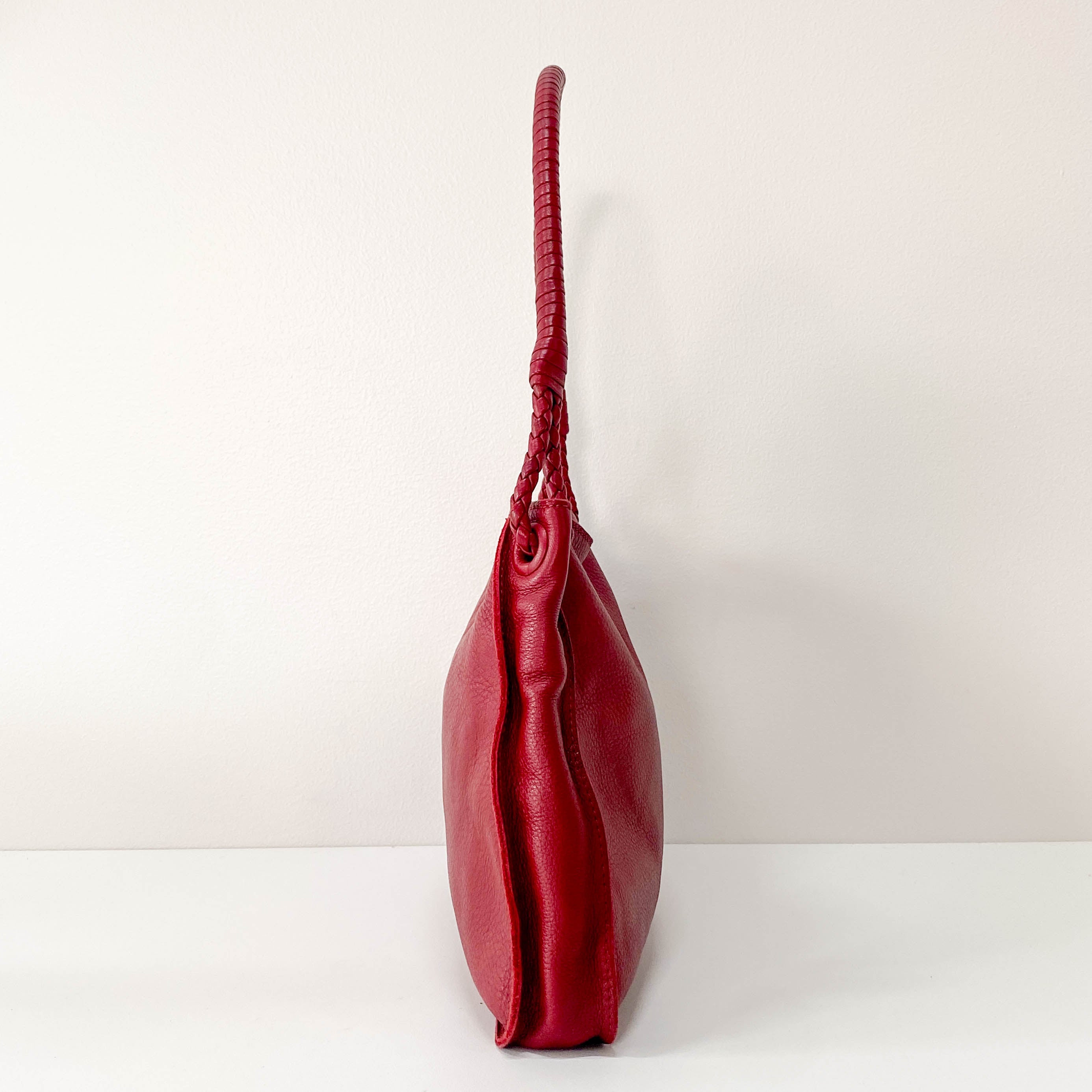 Bordeaux Red Leather Shoulder Bag