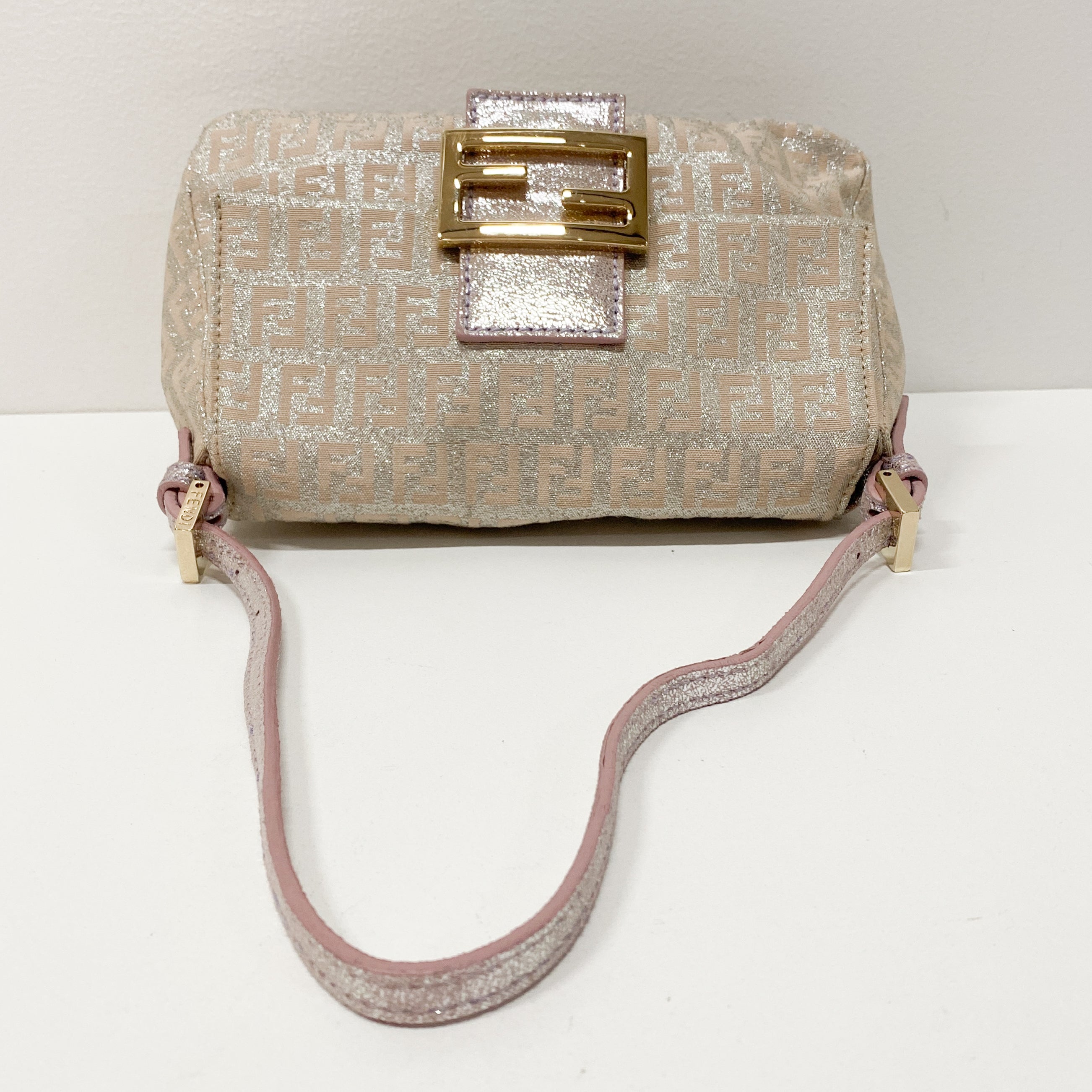 Zuchinno Mini Mamma Baguette Pink Canvas Shoulder Bag