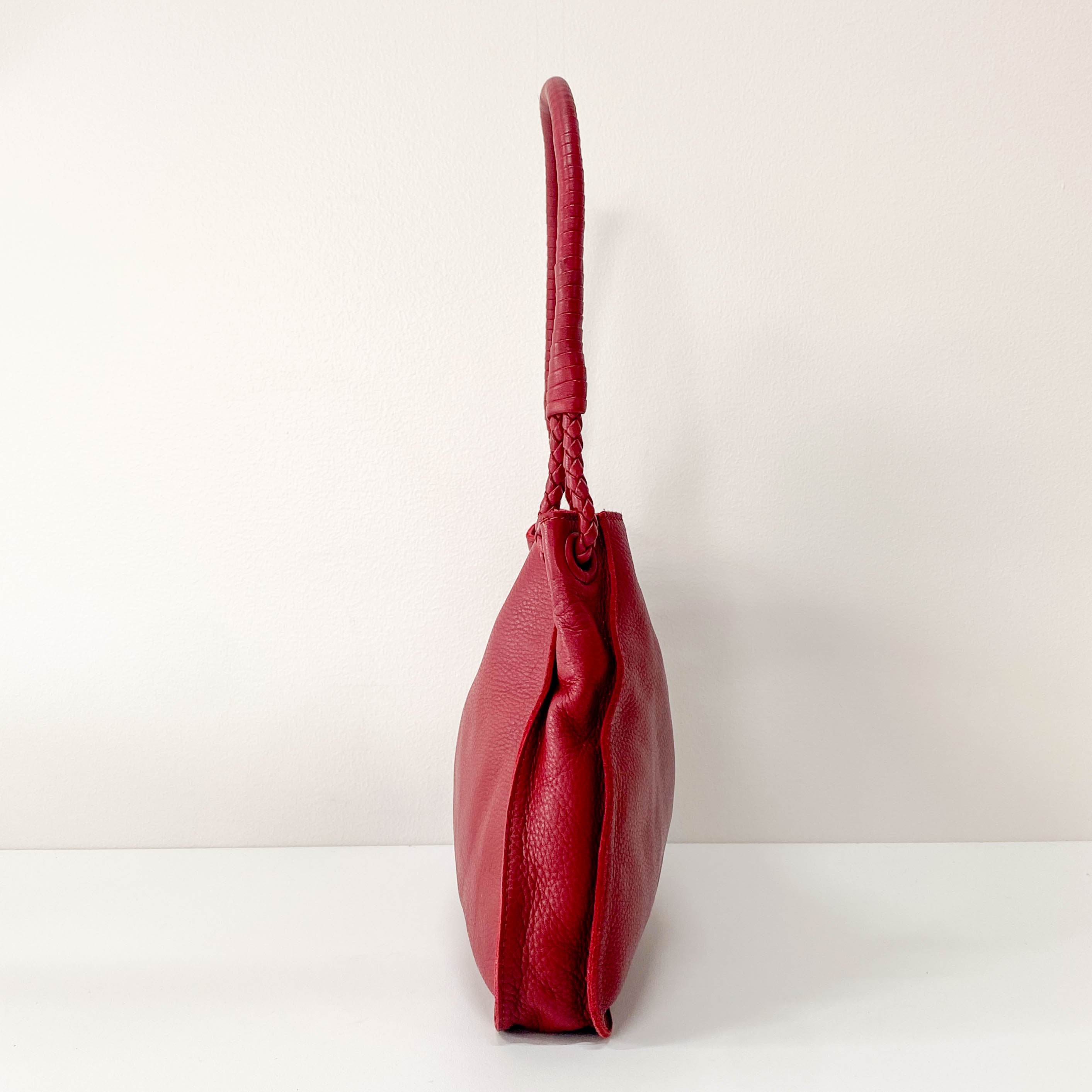 Bordeaux Red Leather Shoulder Bag