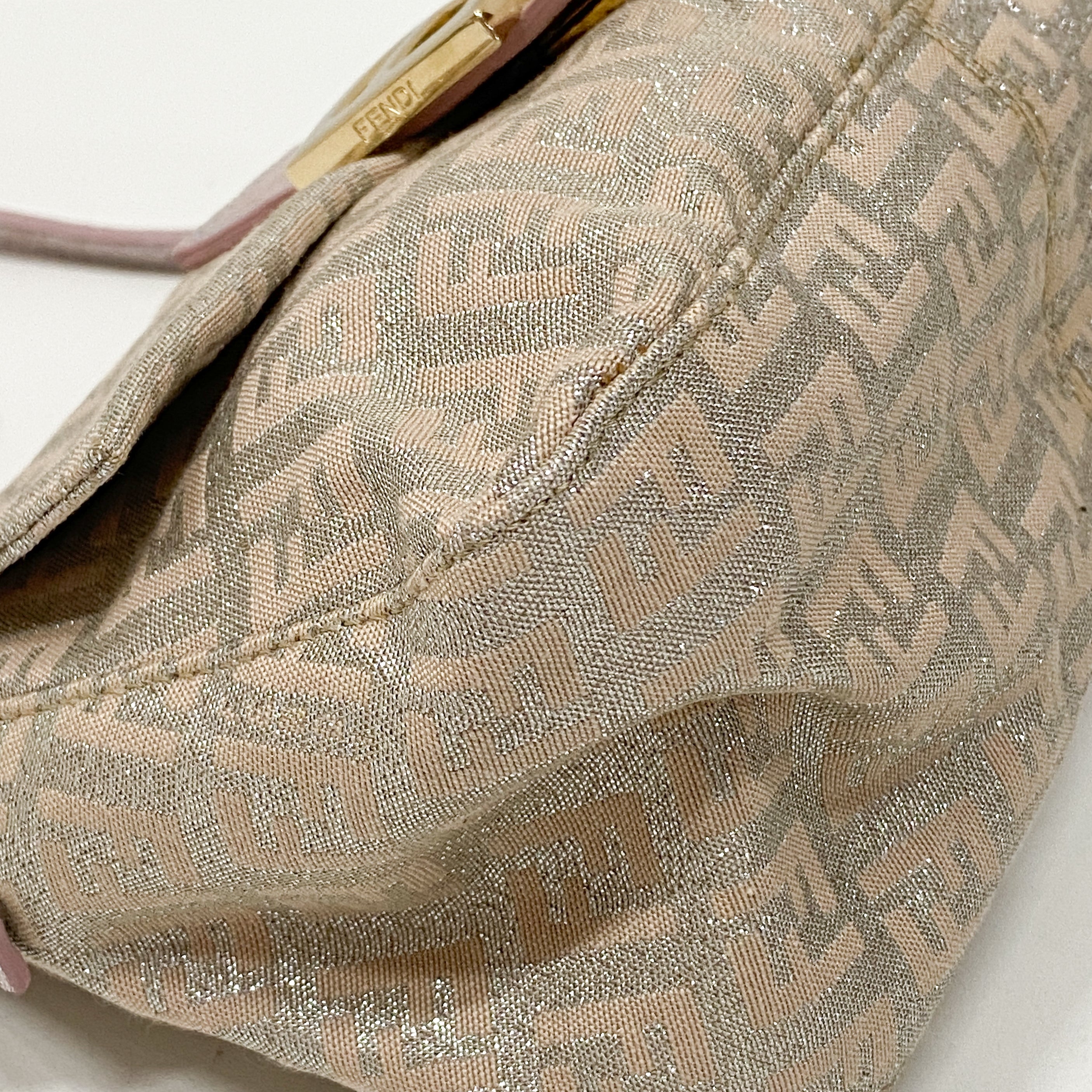 Zuchinno Mini Mamma Baguette Pink Canvas Shoulder Bag