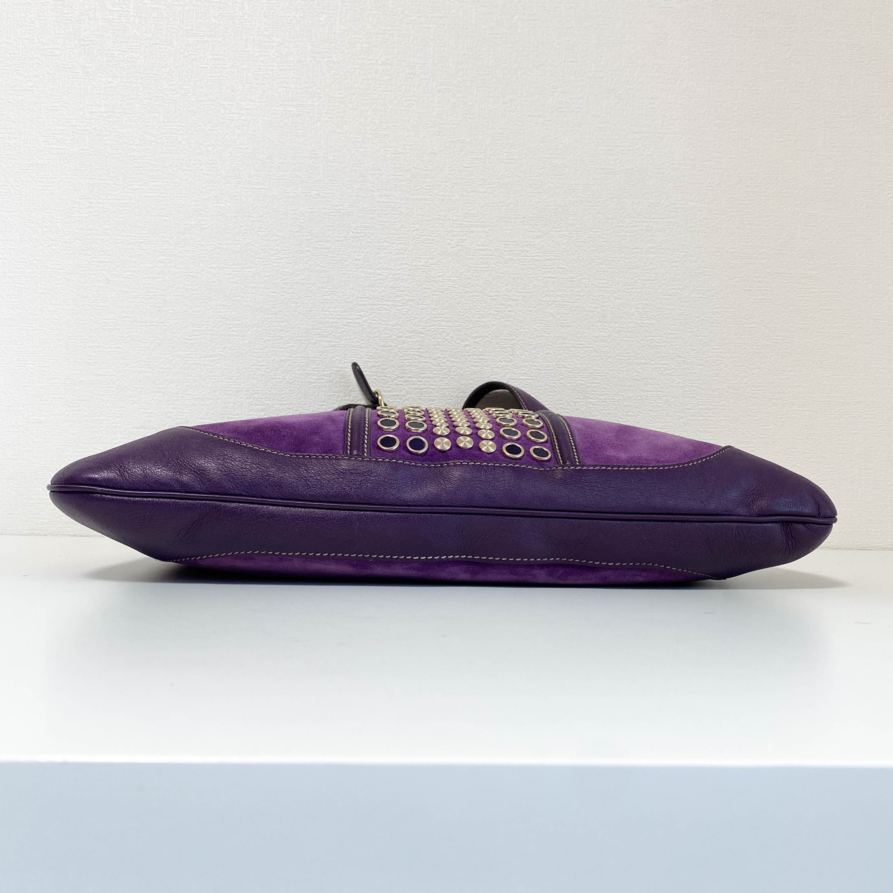 New Jackie Purple Suede Shoulder Bag