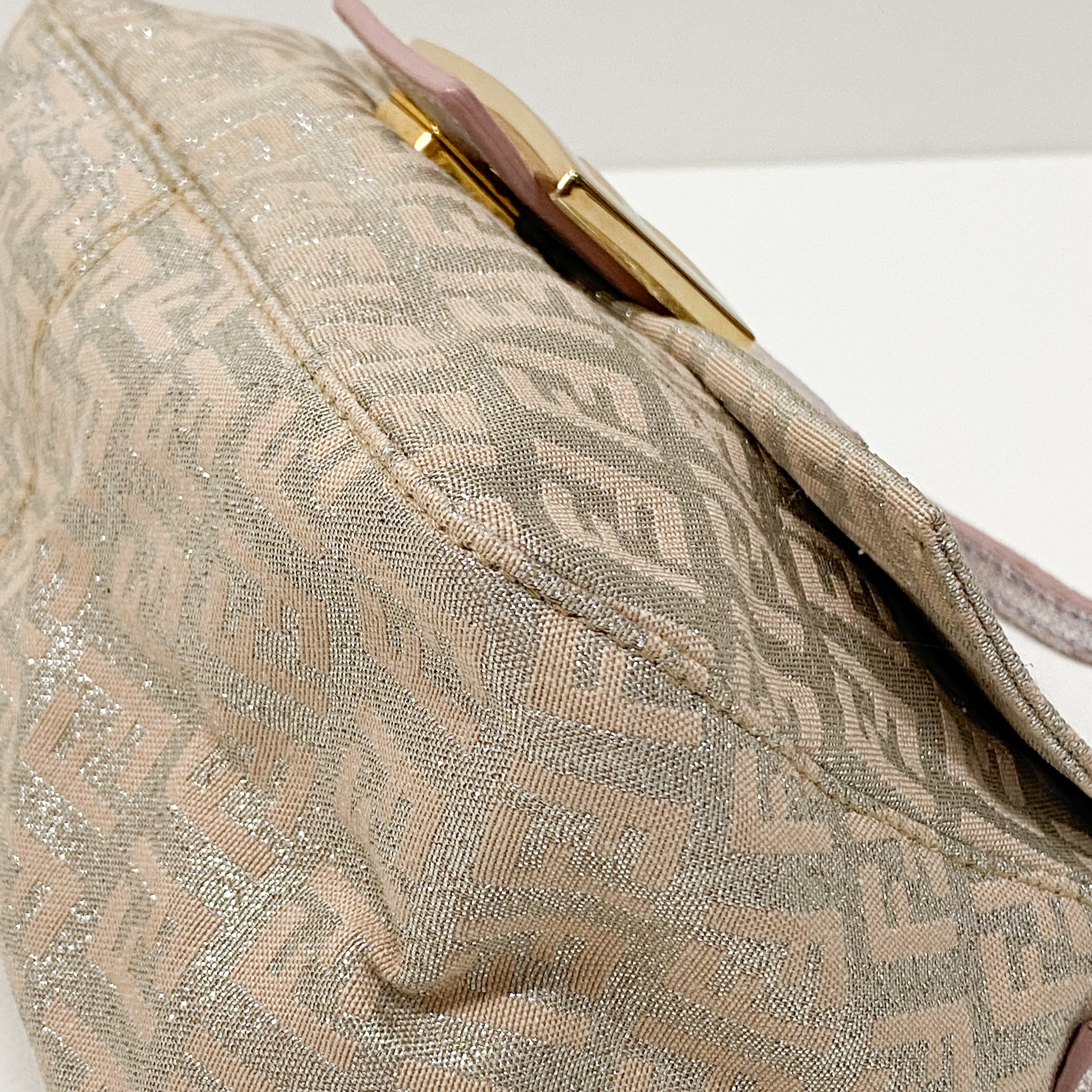 Zuchinno Mini Mamma Baguette Pink Canvas Shoulder Bag