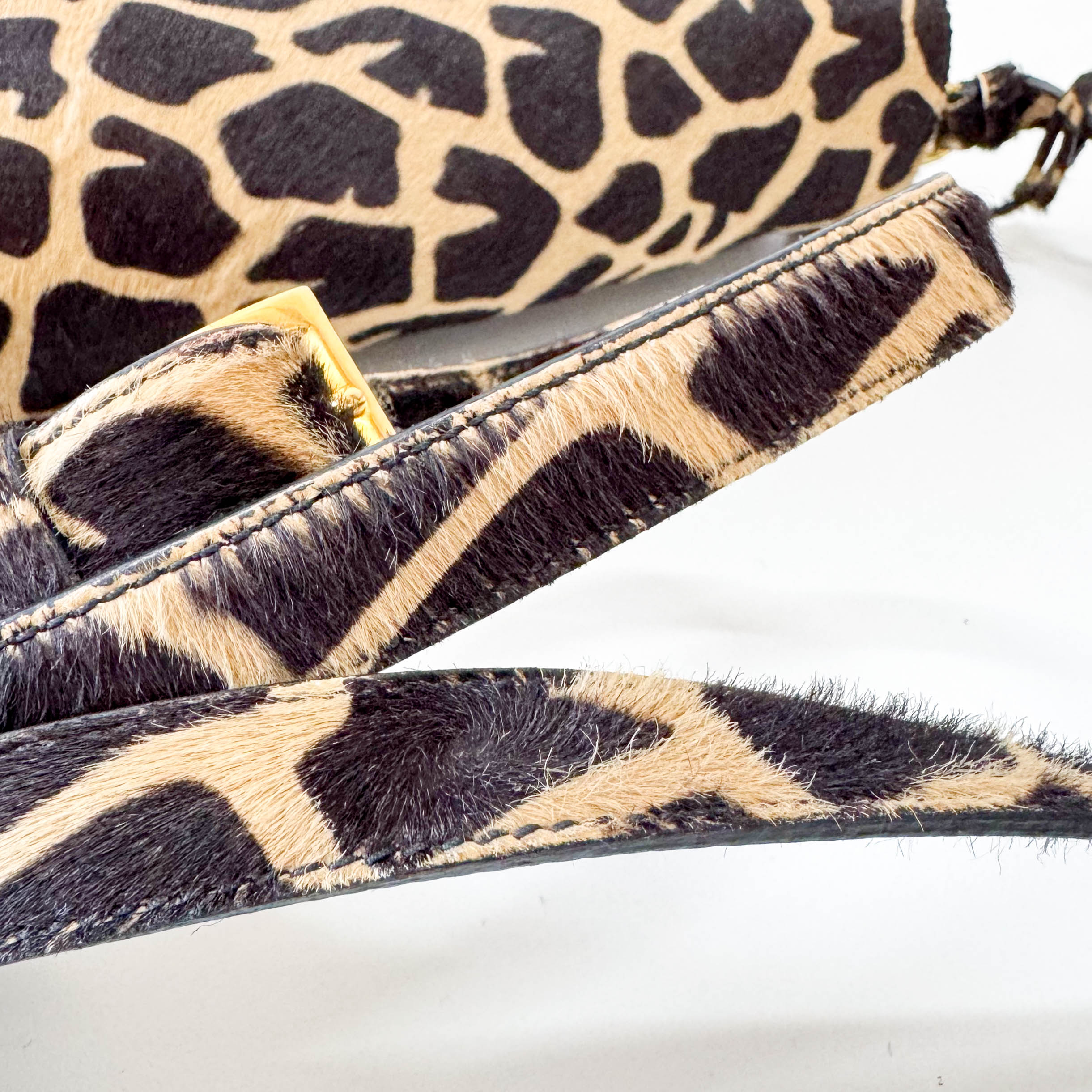 Leopard Print Pony Hair Shoulder Bag