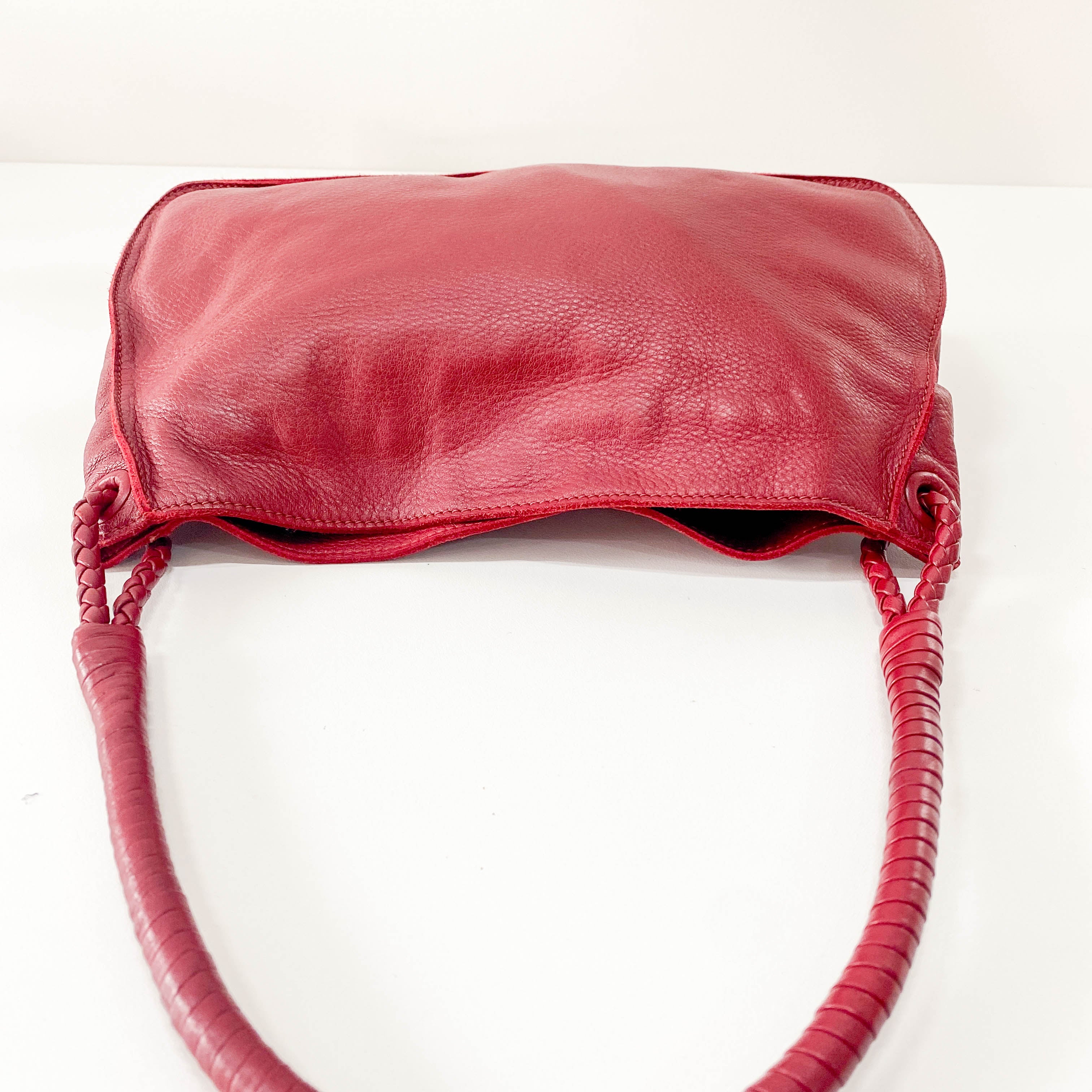 Bordeaux Red Leather Shoulder Bag