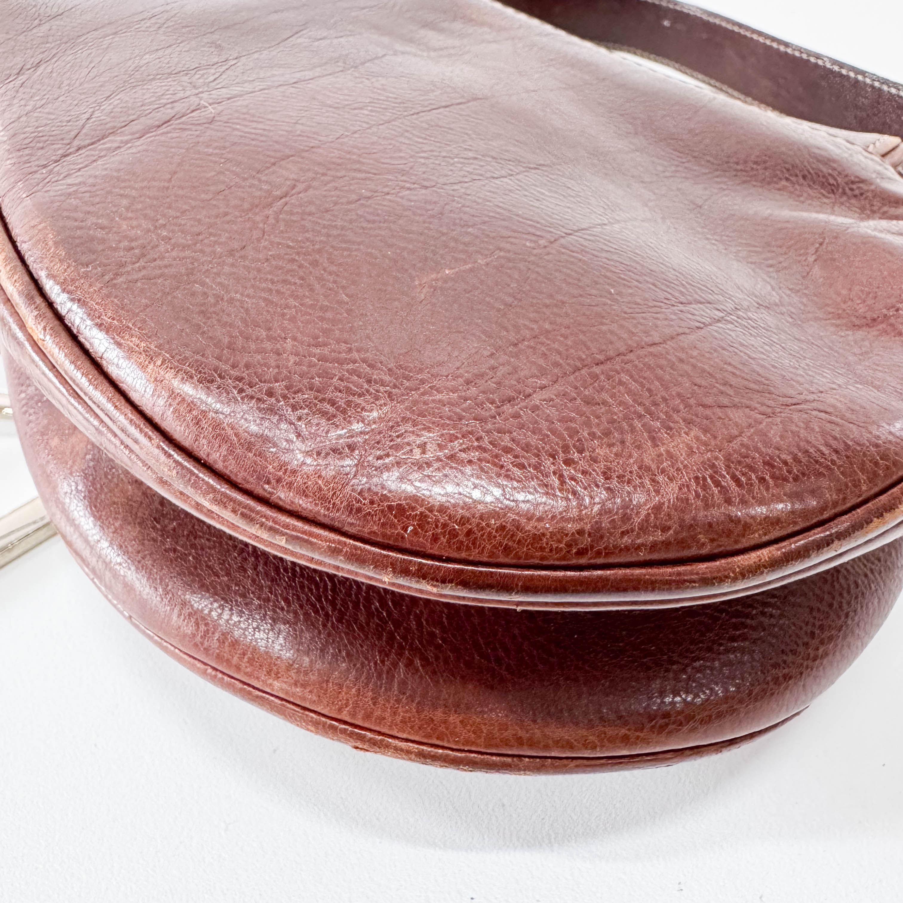 Limited Edition Saddle Brown Leather Flower Embroidered Shoulder Bag