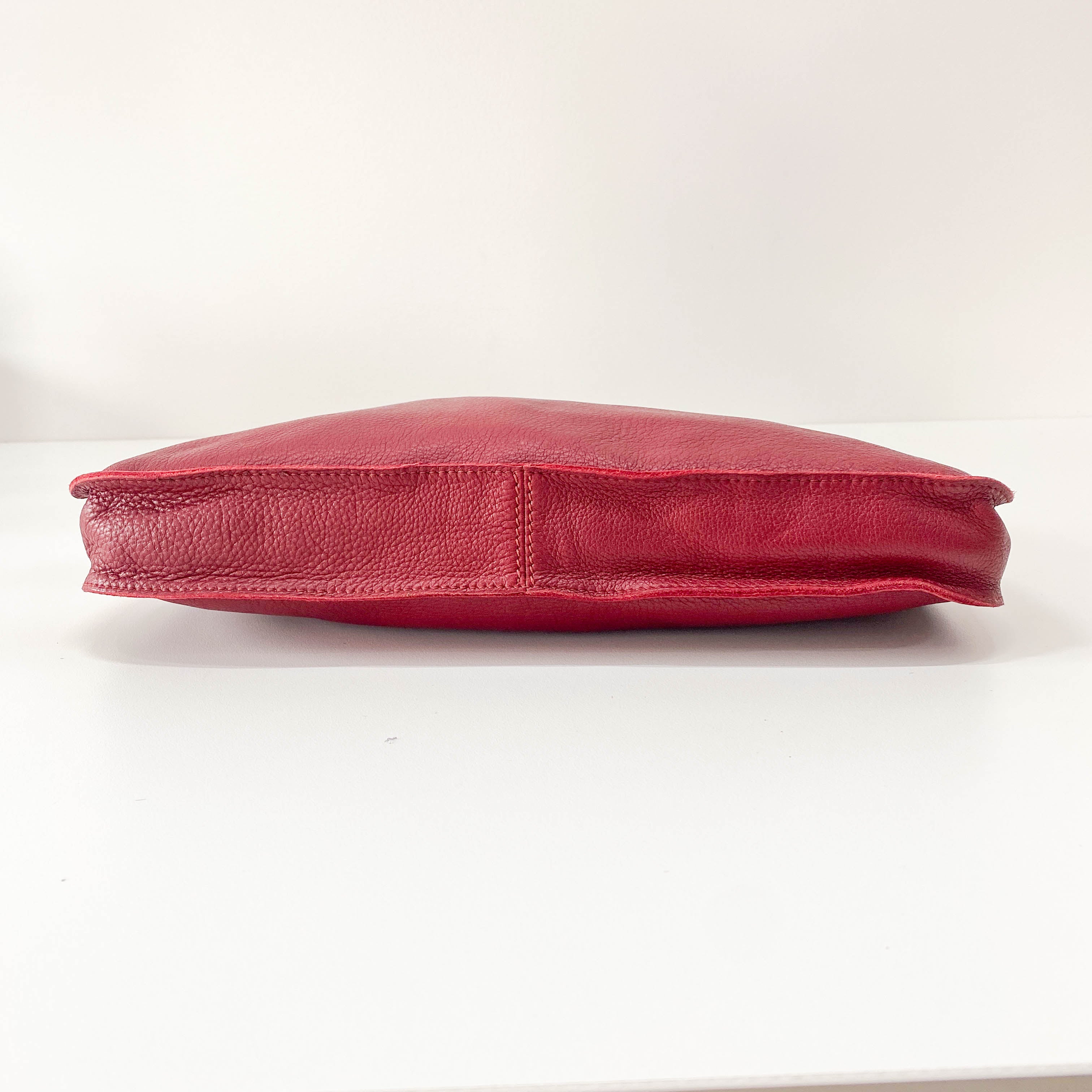 Bordeaux Red Leather Shoulder Bag