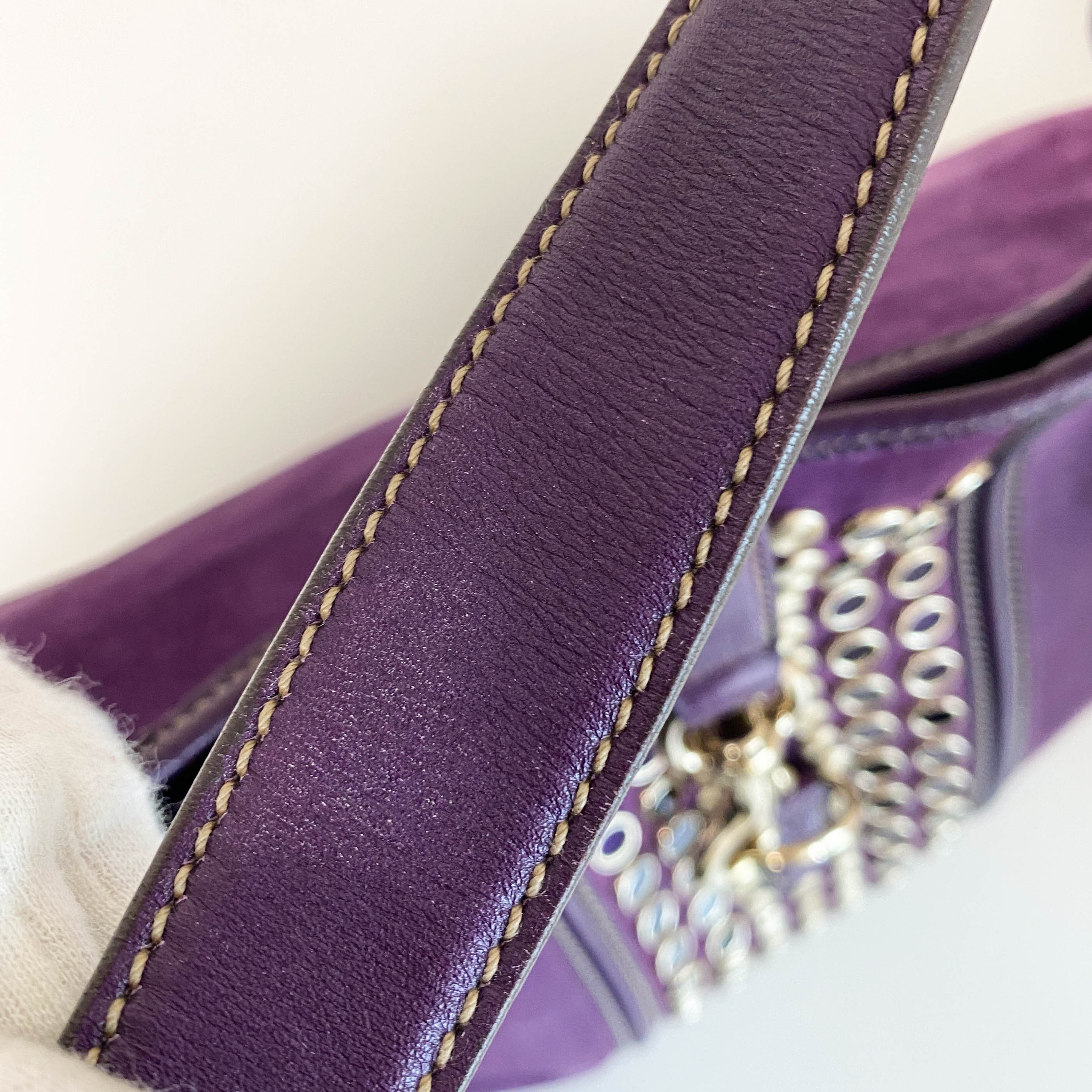 New Jackie Purple Suede Shoulder Bag