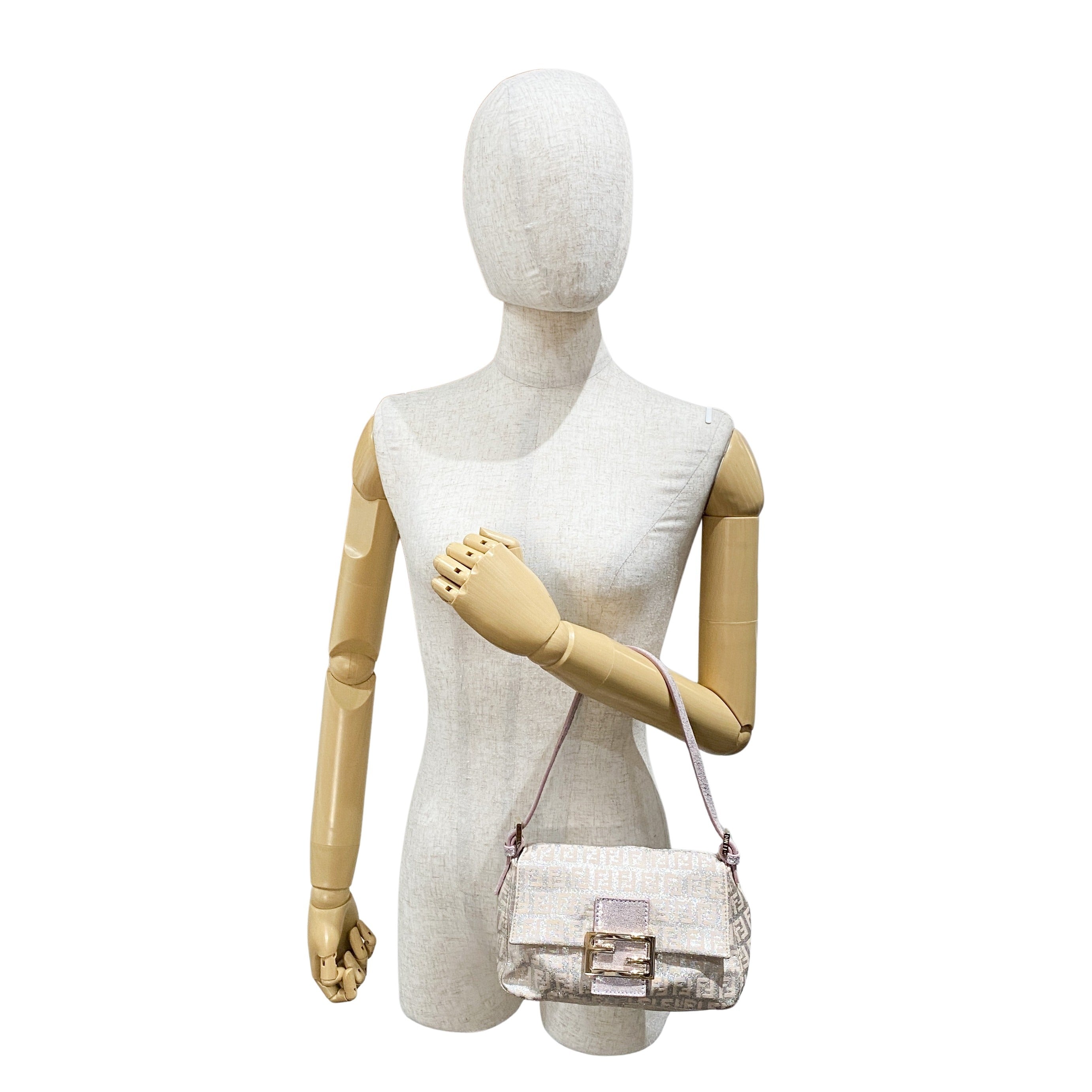 Zuchinno Mini Mamma Baguette Pink Canvas Shoulder Bag