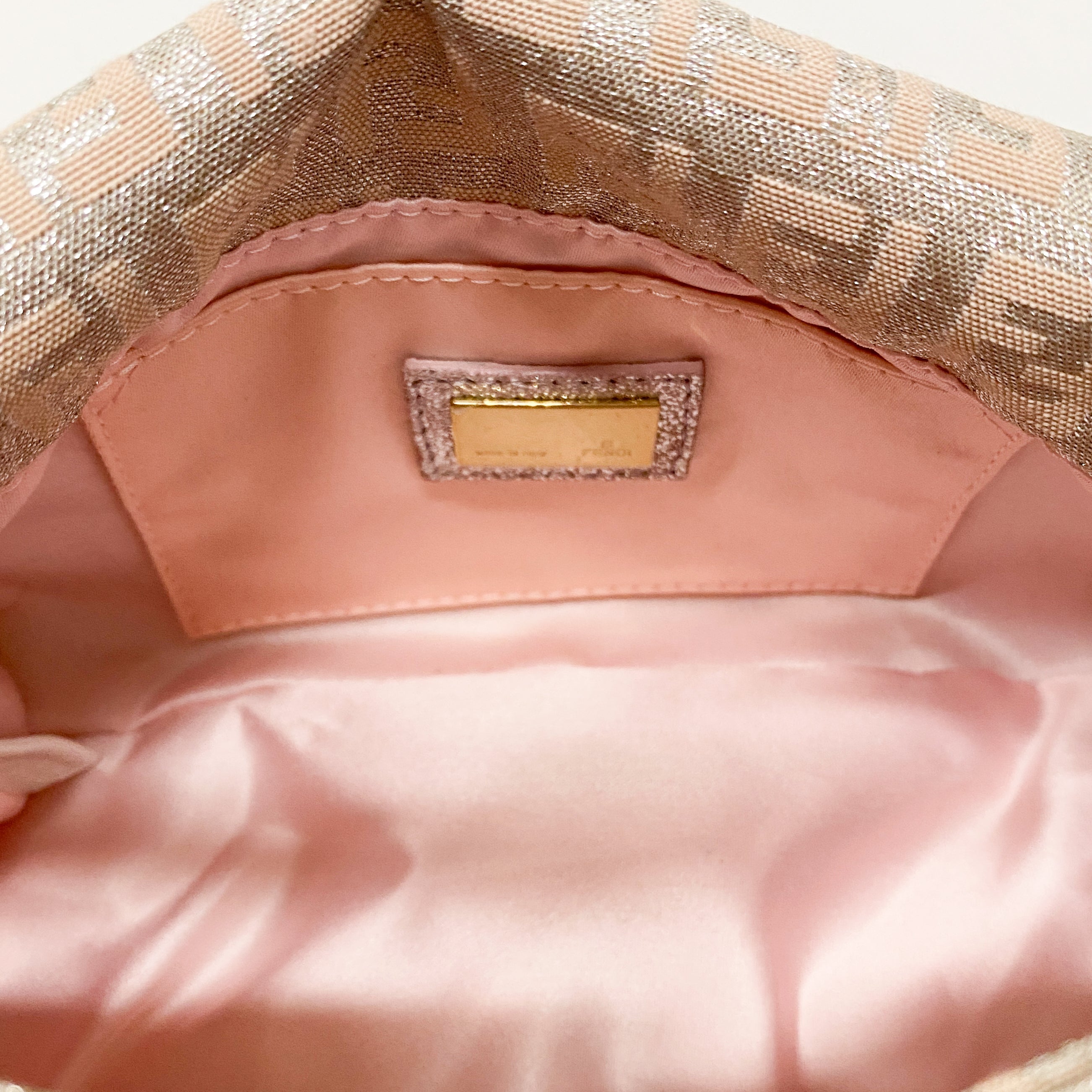 Zuchinno Mini Mamma Baguette Pink Canvas Shoulder Bag