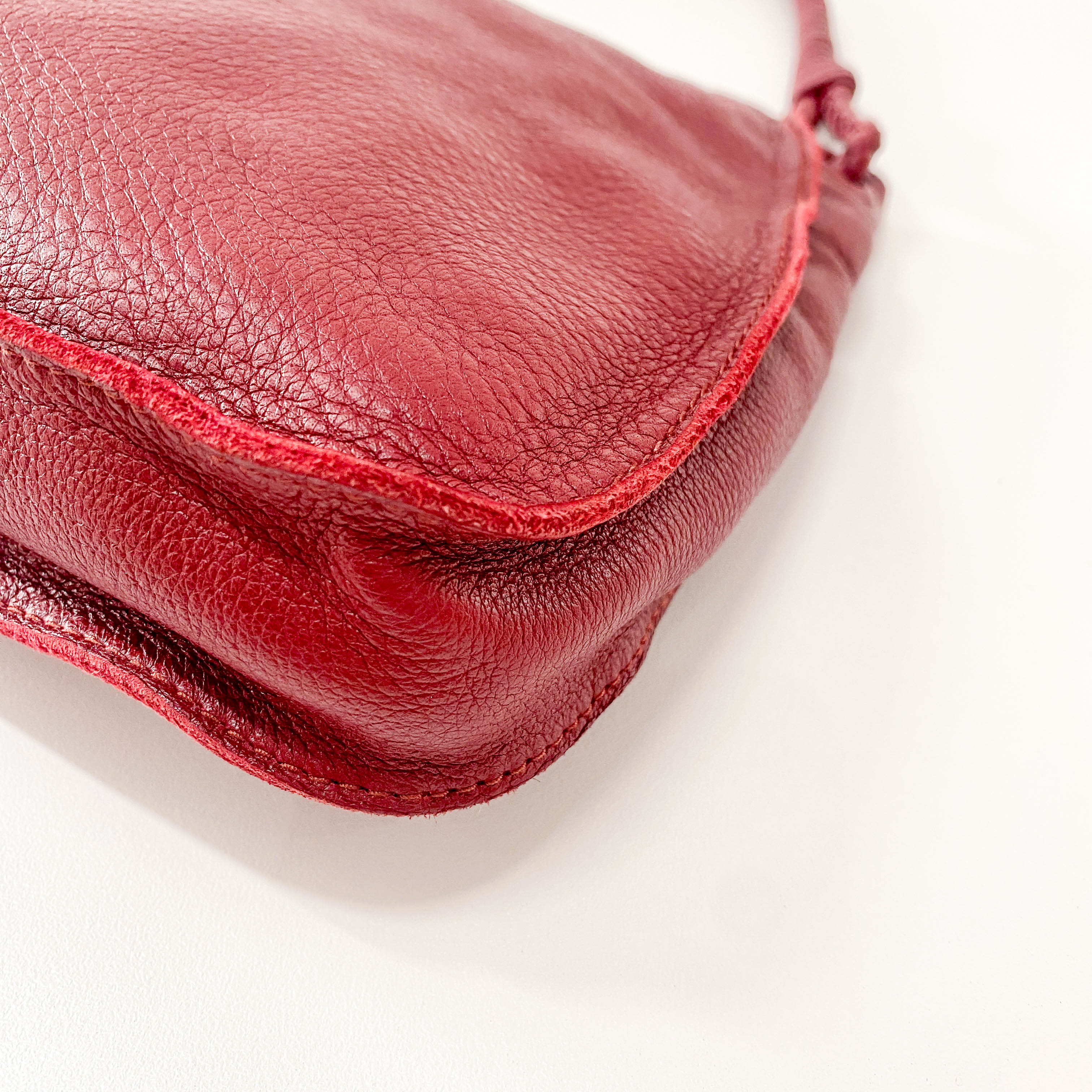 Bordeaux Red Leather Shoulder Bag