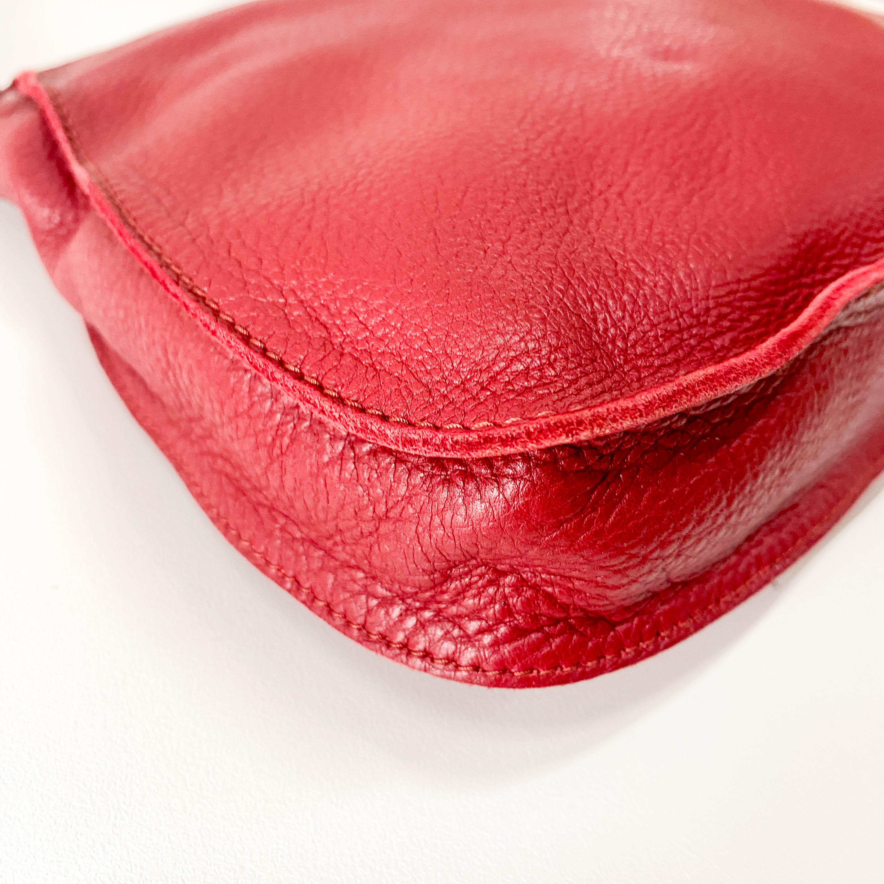 Bordeaux Red Leather Shoulder Bag