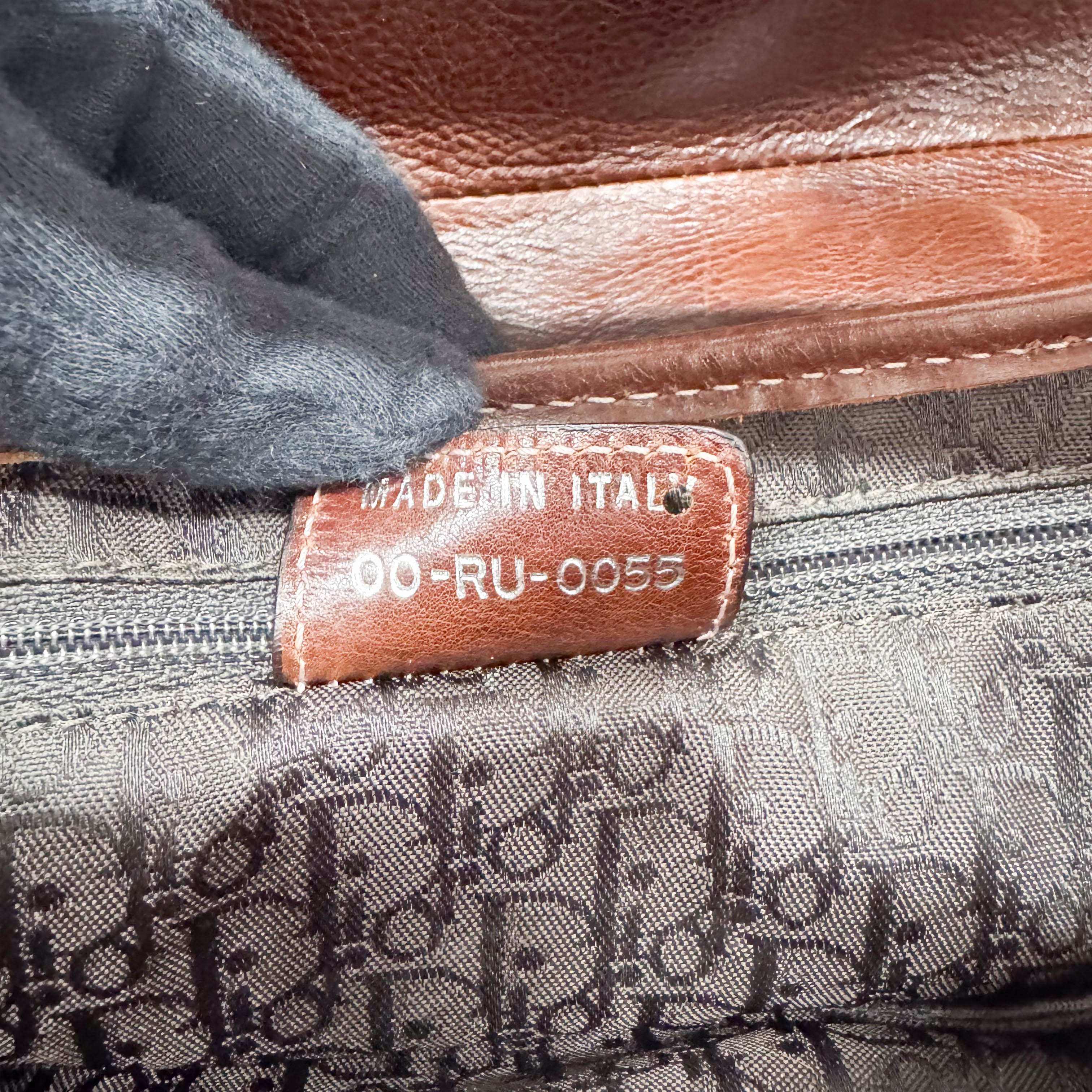 Limited Edition Saddle Brown Leather Flower Embroidered Shoulder Bag