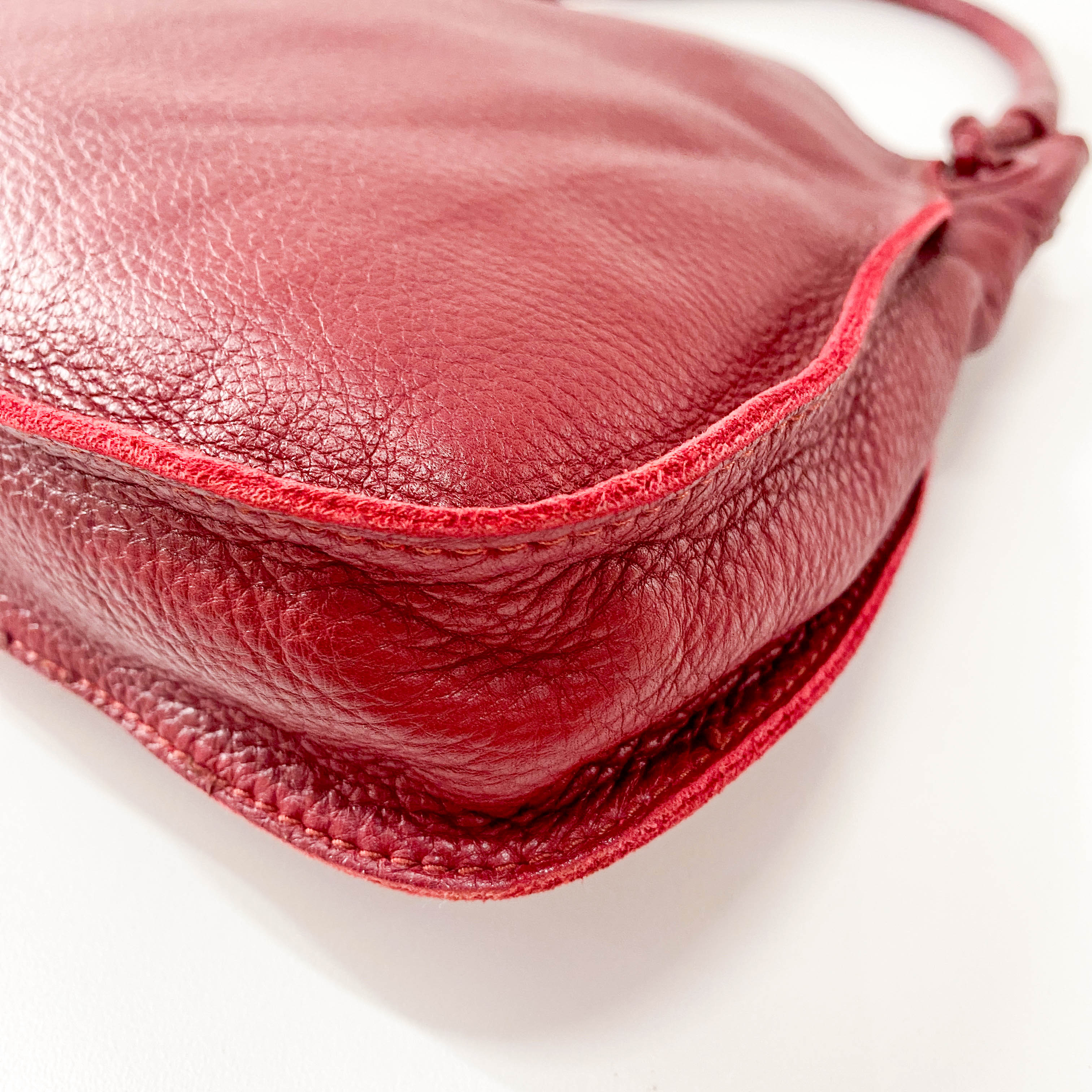Bordeaux Red Leather Shoulder Bag