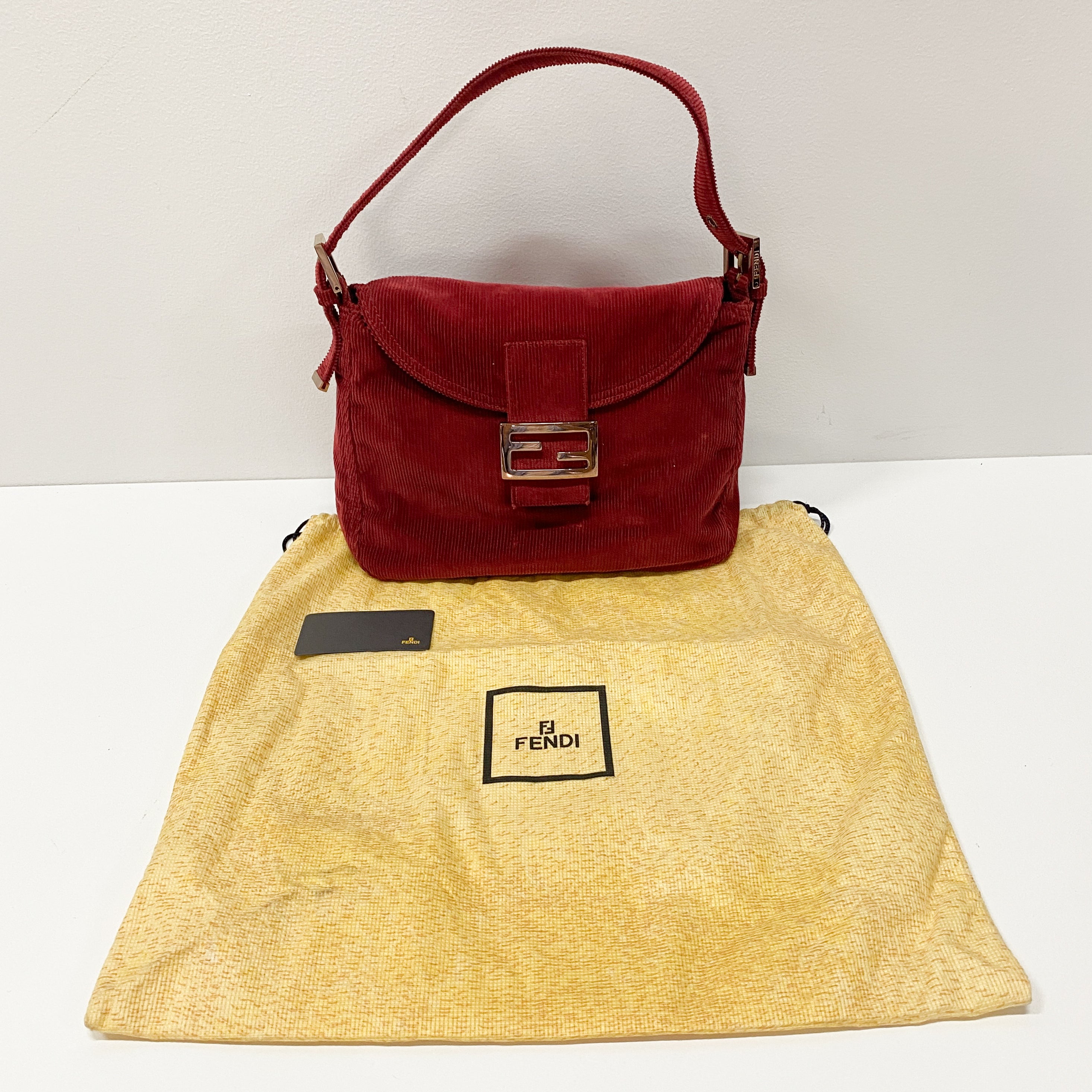 Mamma Baguette Red Courderoy Shoulder Bag