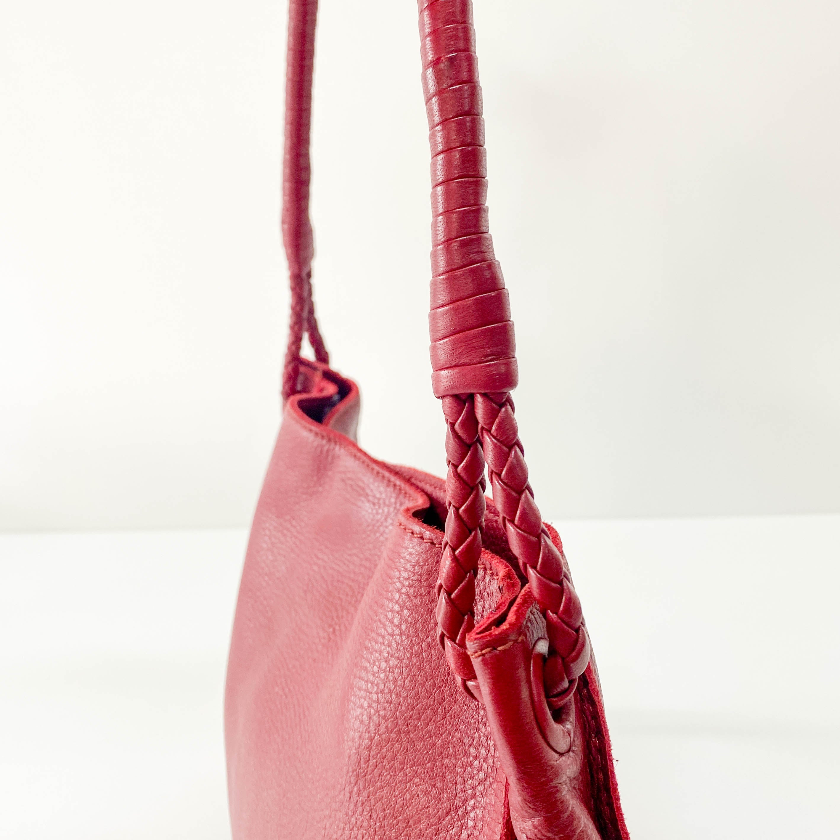 Bordeaux Red Leather Shoulder Bag
