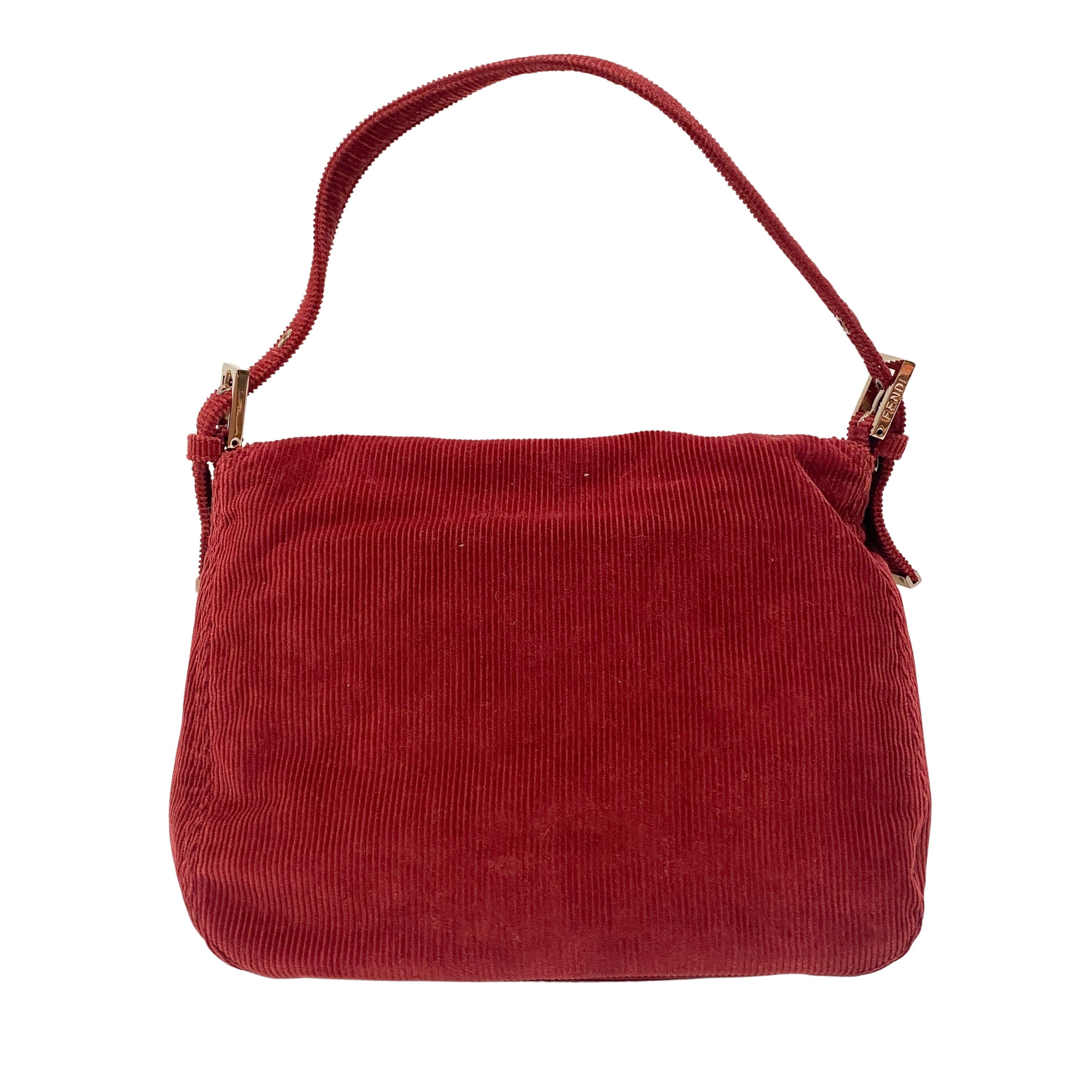Mamma Baguette Red Courderoy Shoulder Bag