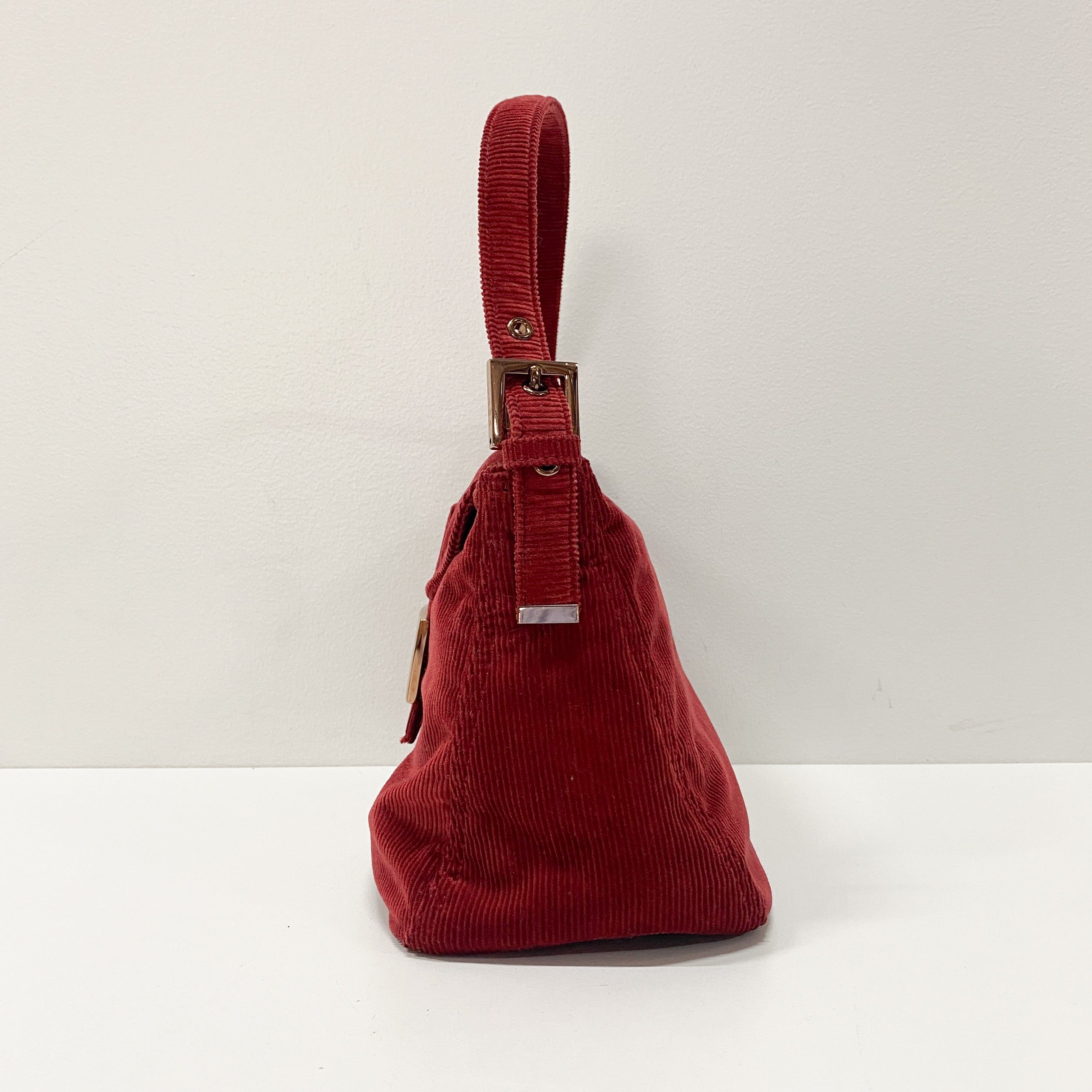 Mamma Baguette Red Courderoy Shoulder Bag