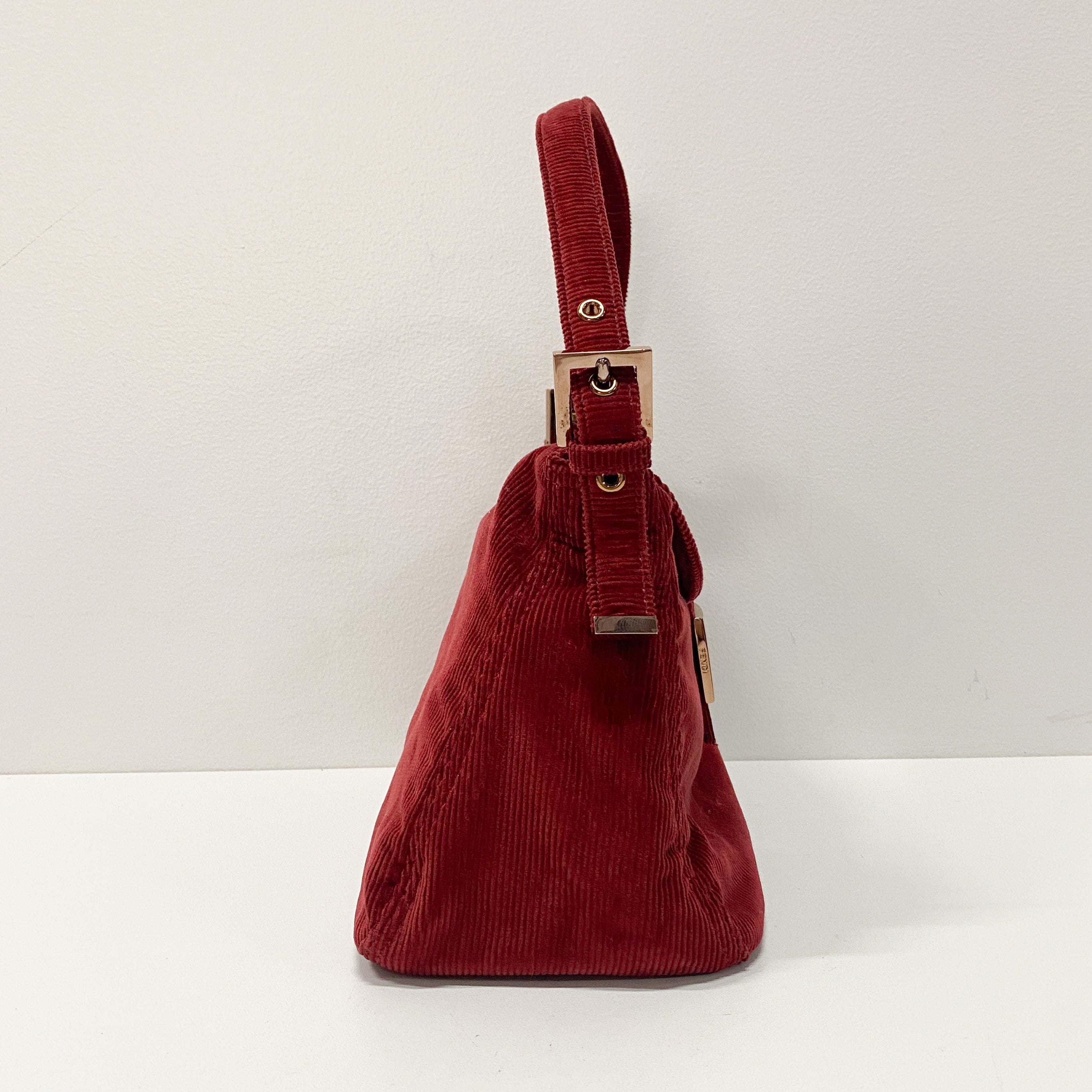 Mamma Baguette Red Courderoy Shoulder Bag