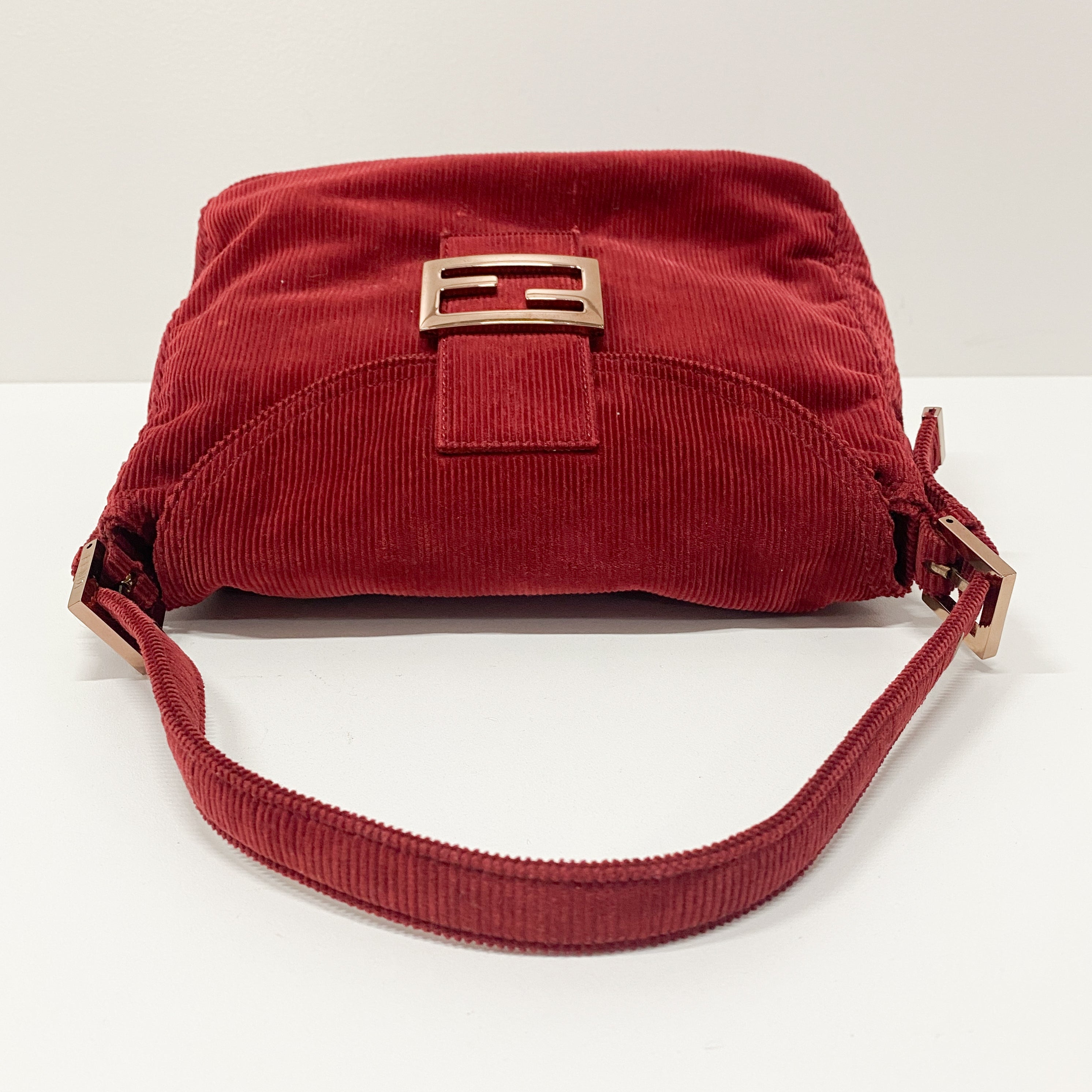 Mamma Baguette Red Courderoy Shoulder Bag