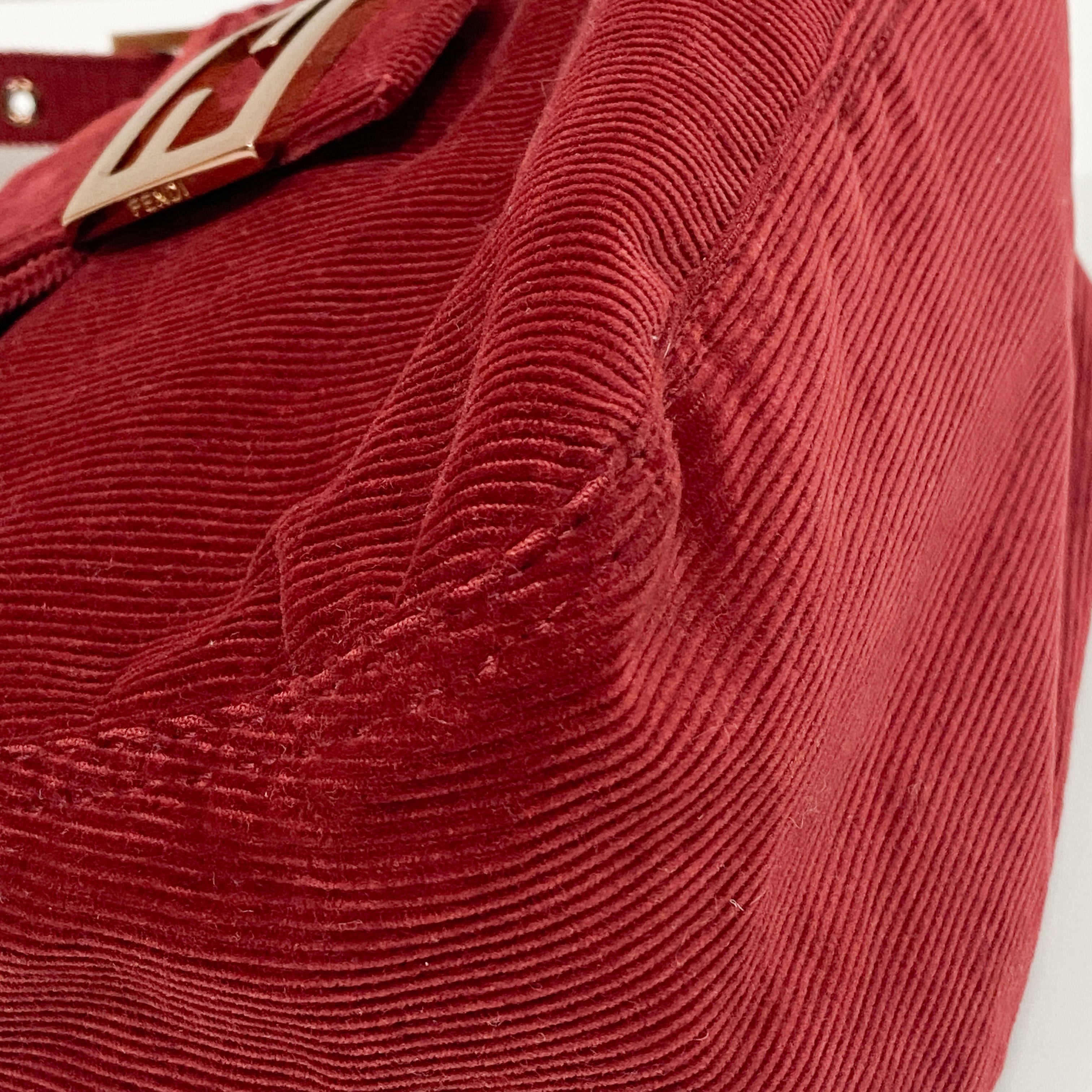 Mamma Baguette Red Courderoy Shoulder Bag