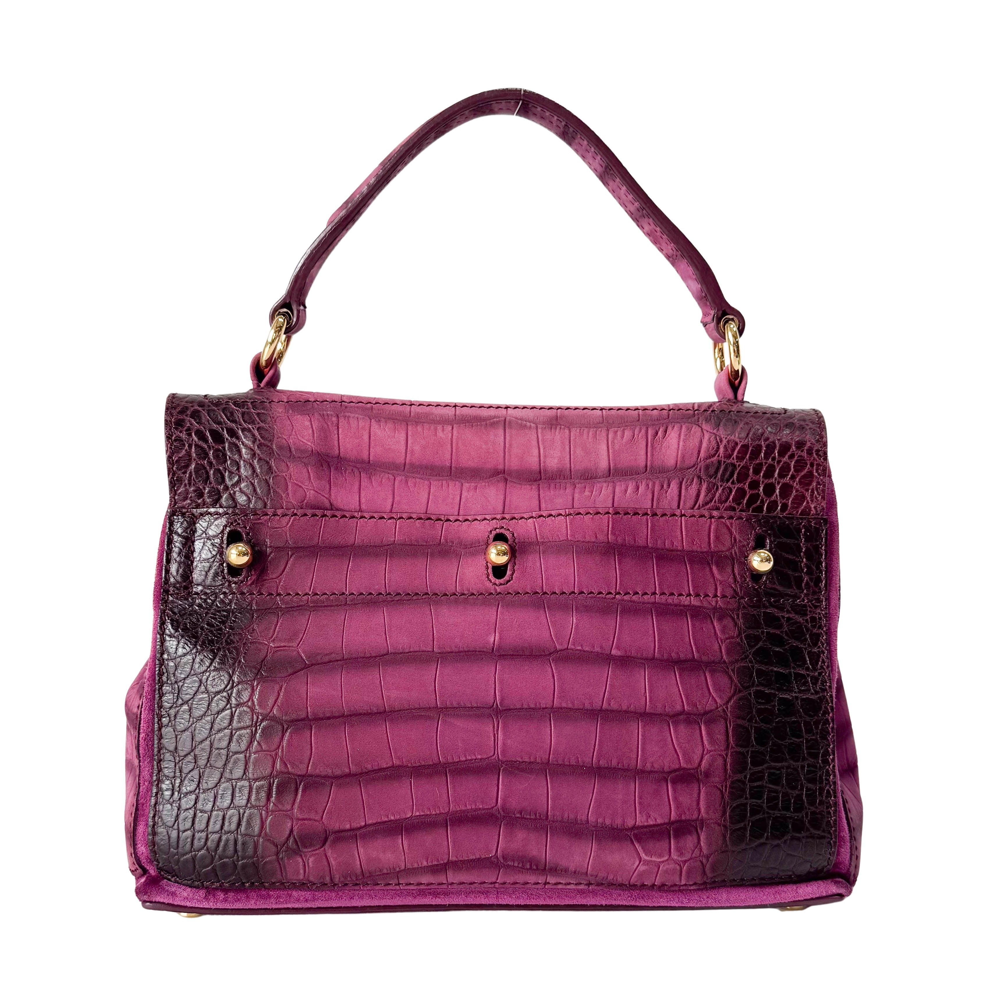 Muse Two Medium Purple Croc-Embossed Nubuck Hangbag