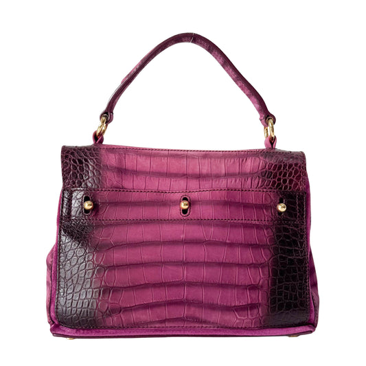 Muse Two Medium Purple Croc-Embossed Nubuck Hangbag