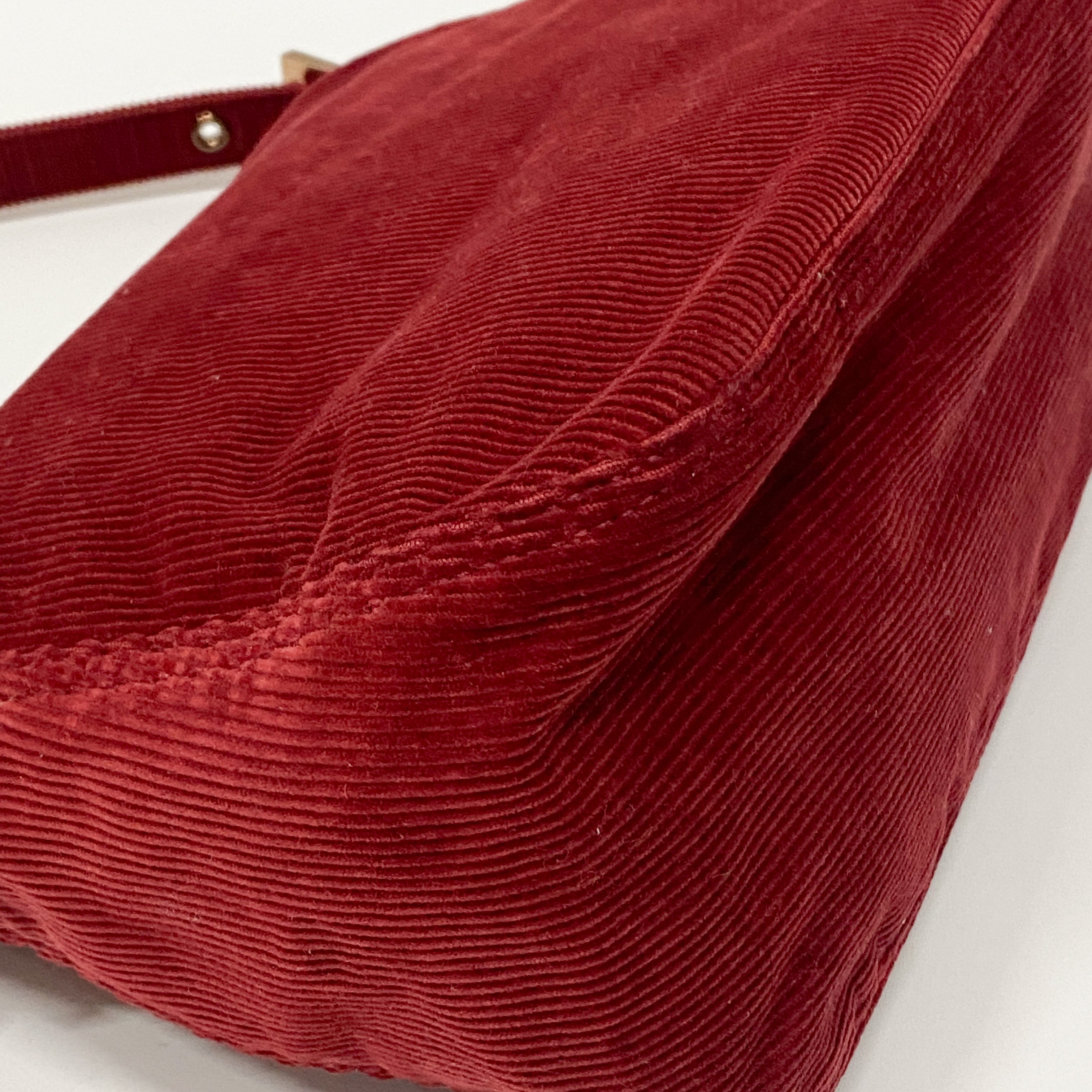 Mamma Baguette Red Courderoy Shoulder Bag