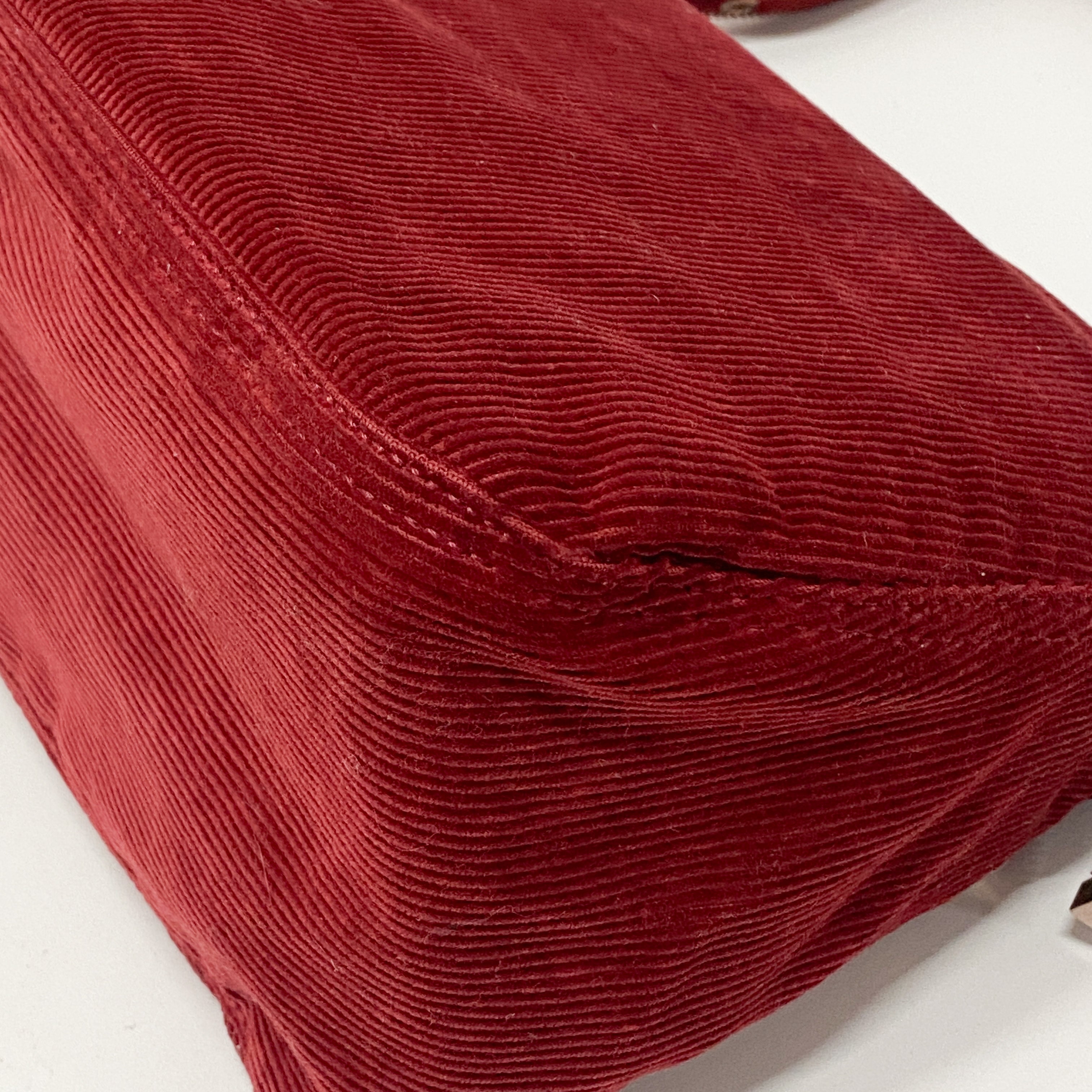 Mamma Baguette Red Courderoy Shoulder Bag