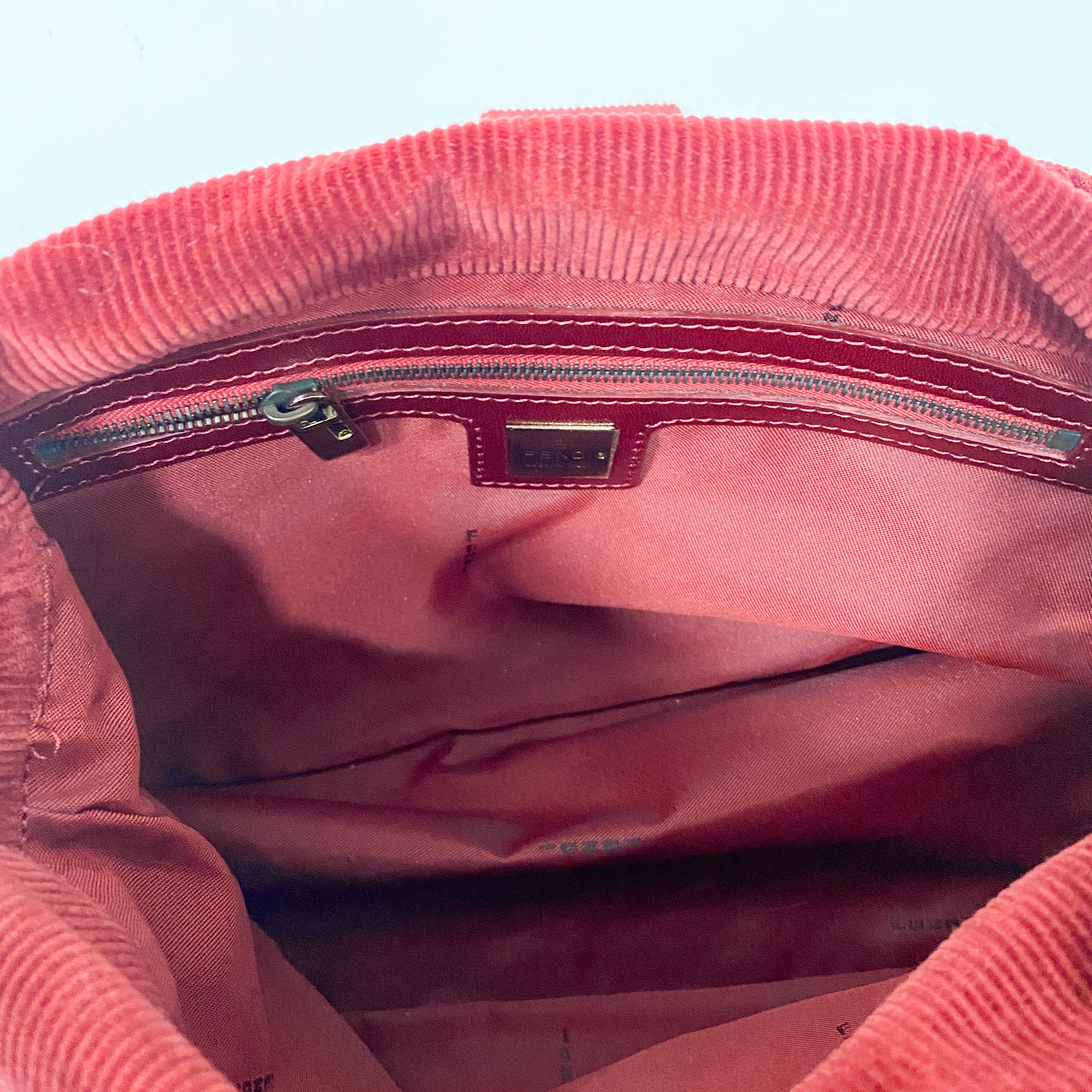 Mamma Baguette Red Courderoy Shoulder Bag