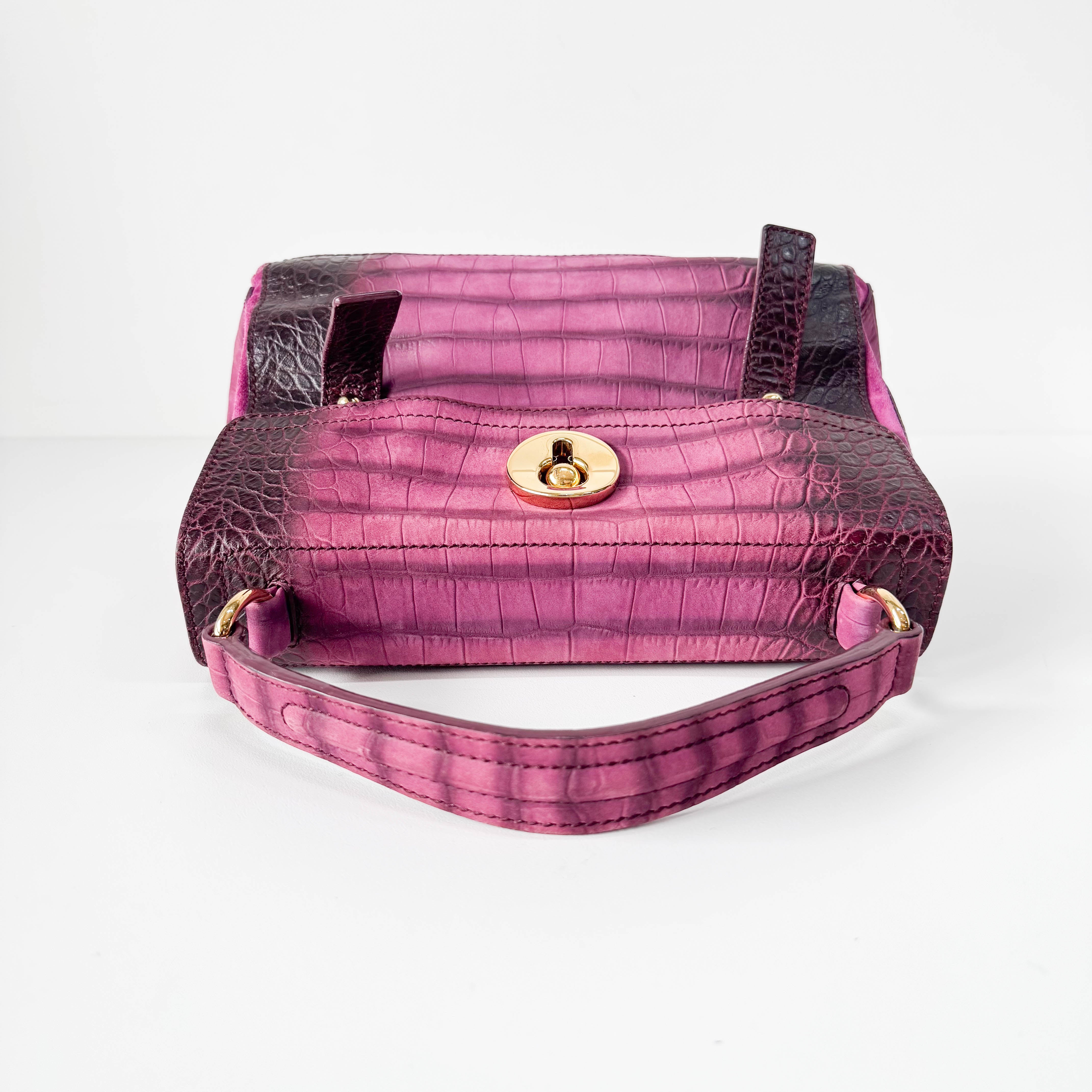 Muse Two Medium Purple Croc-Embossed Nubuck Hangbag