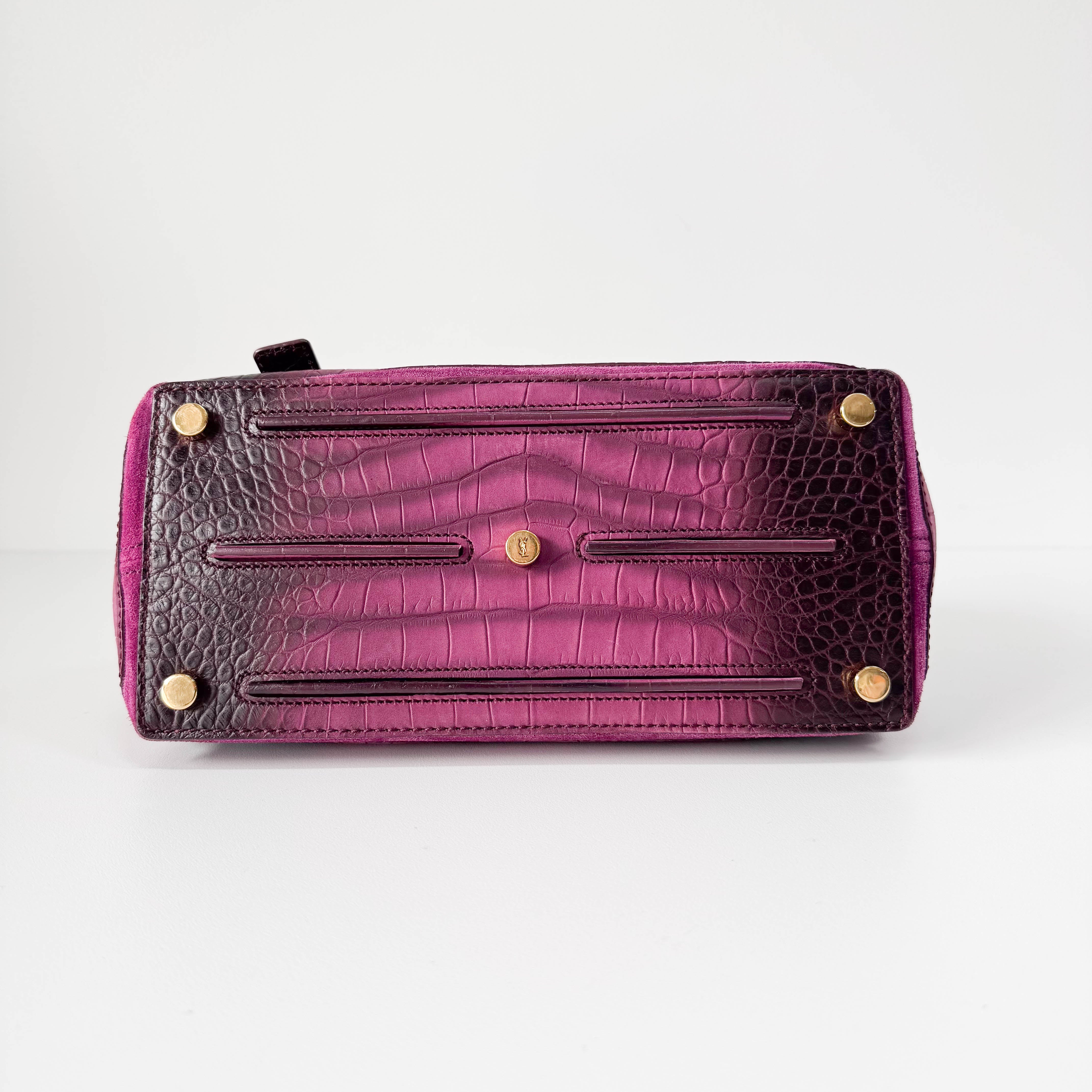 Muse Two Medium Purple Croc-Embossed Nubuck Hangbag