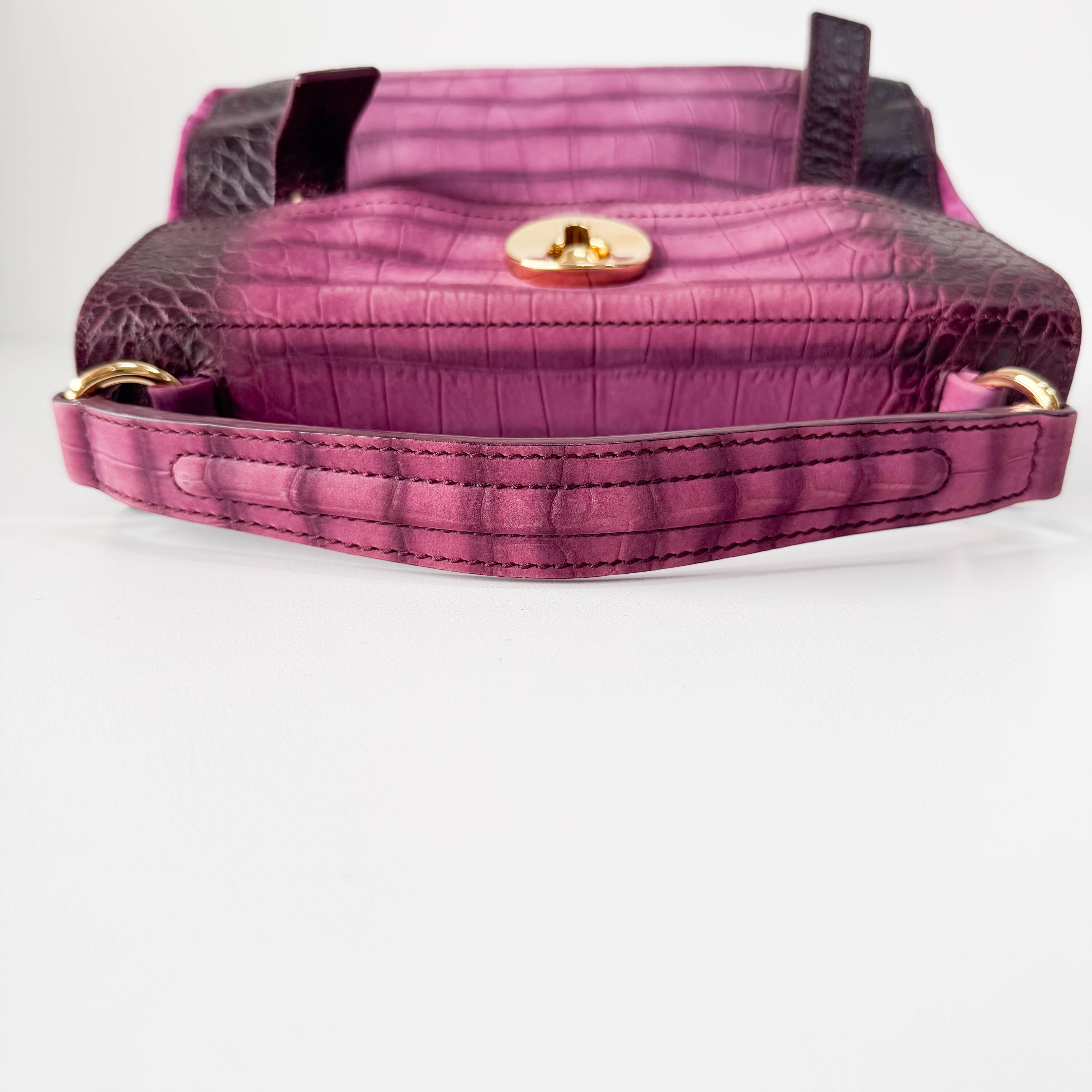 Muse Two Medium Purple Croc-Embossed Nubuck Hangbag