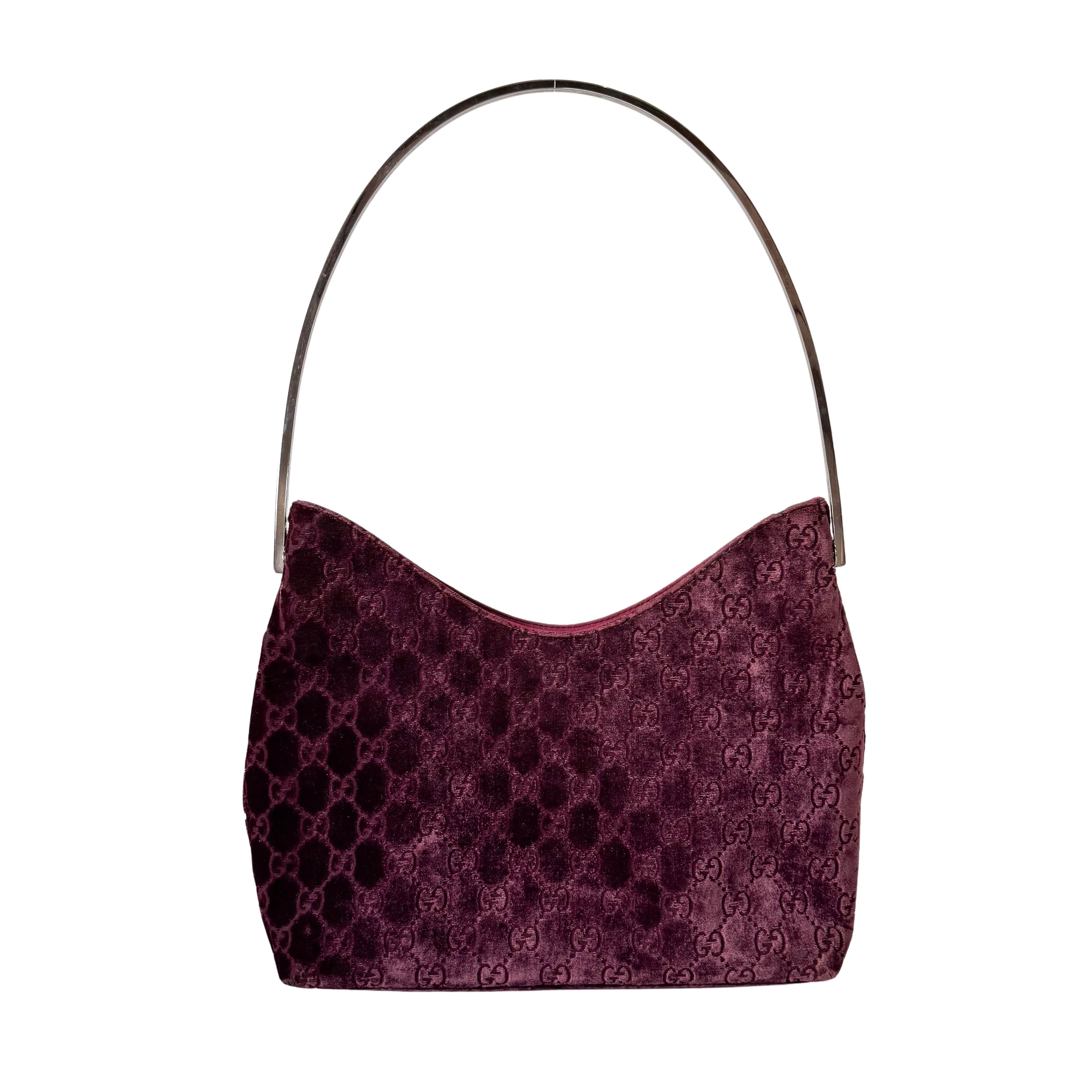 GG Red Velvet with Silver Metal Round Handle Bag by Tom Ford