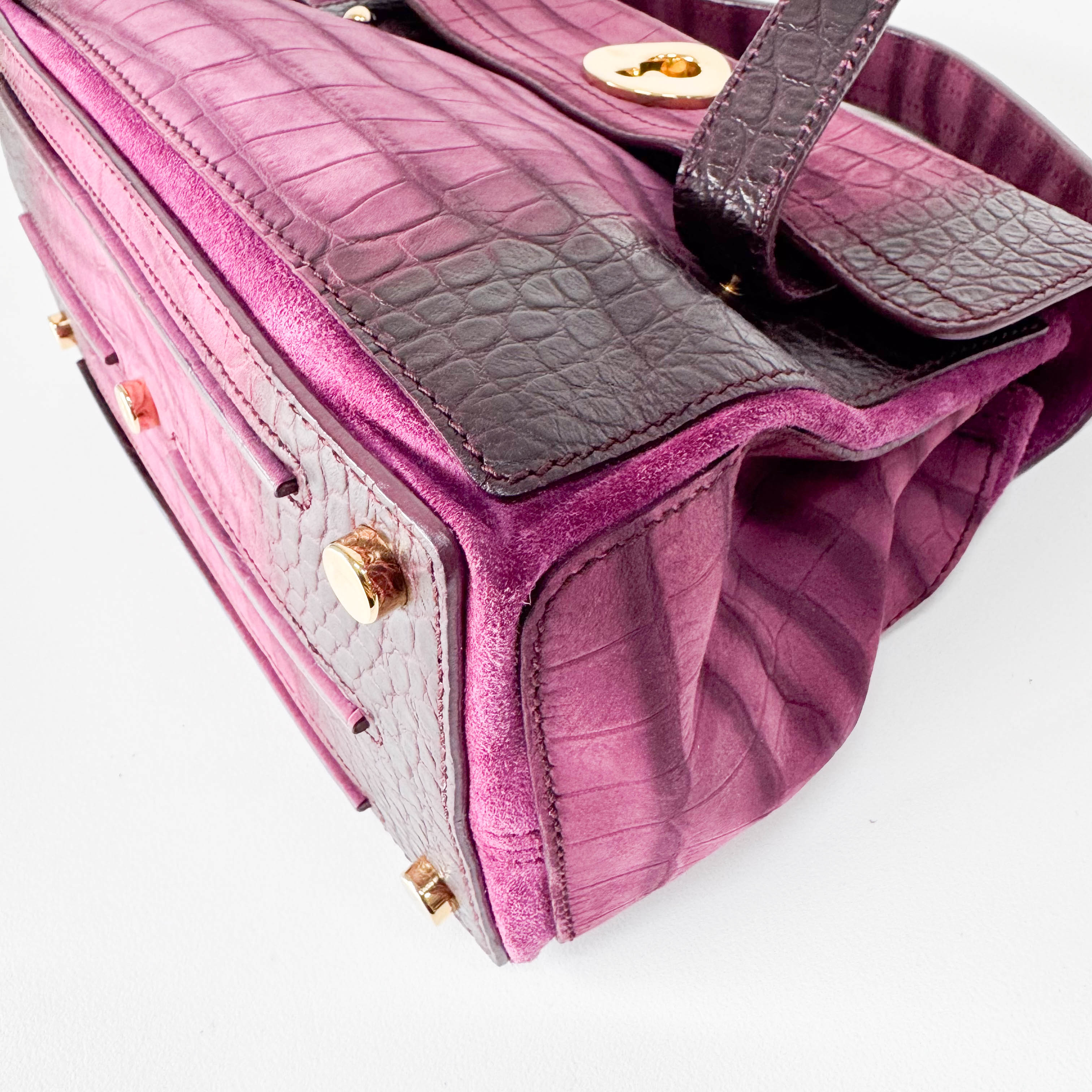 Muse Two Medium Purple Croc-Embossed Nubuck Hangbag
