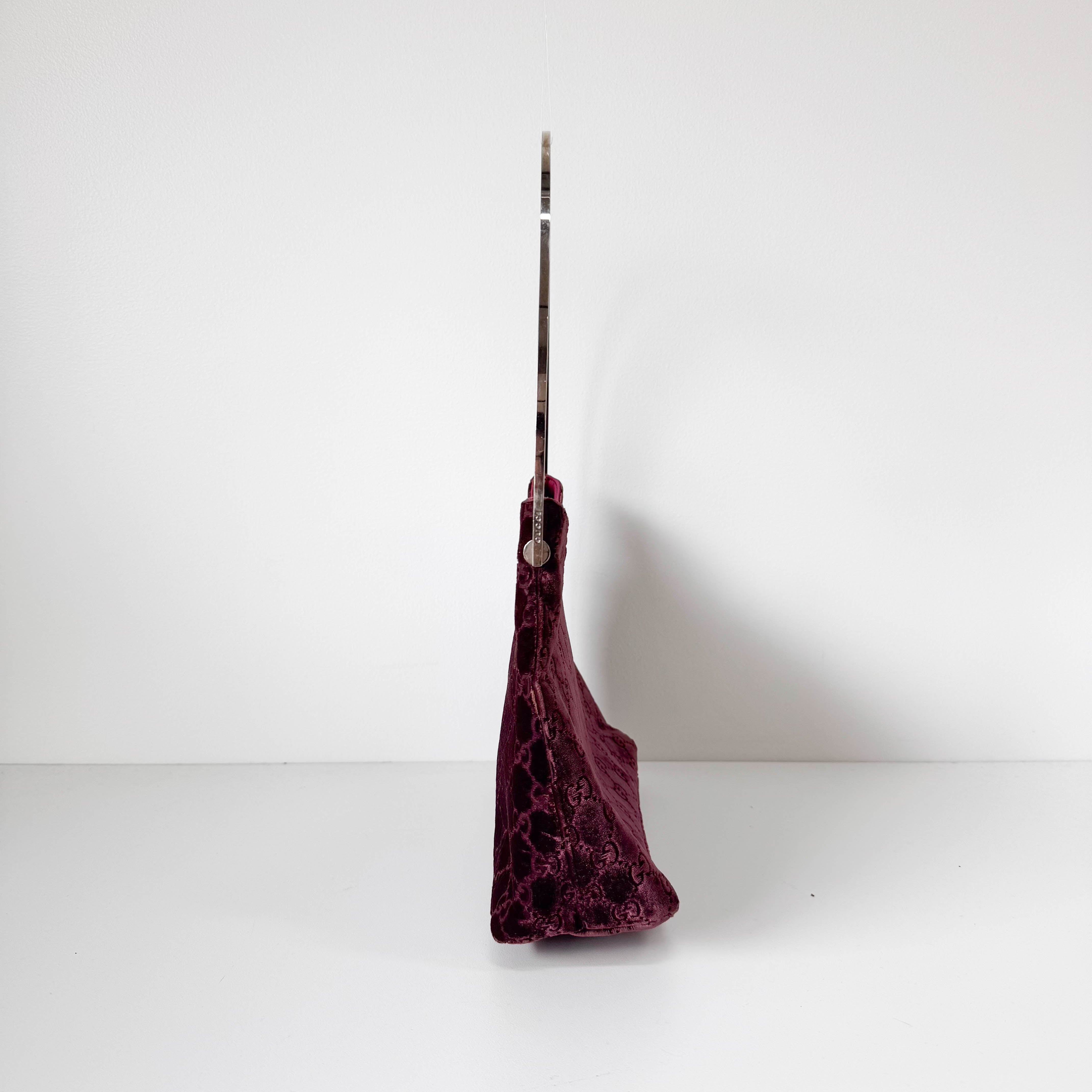 GG Red Velvet with Silver Metal Round Handle Bag by Tom Ford