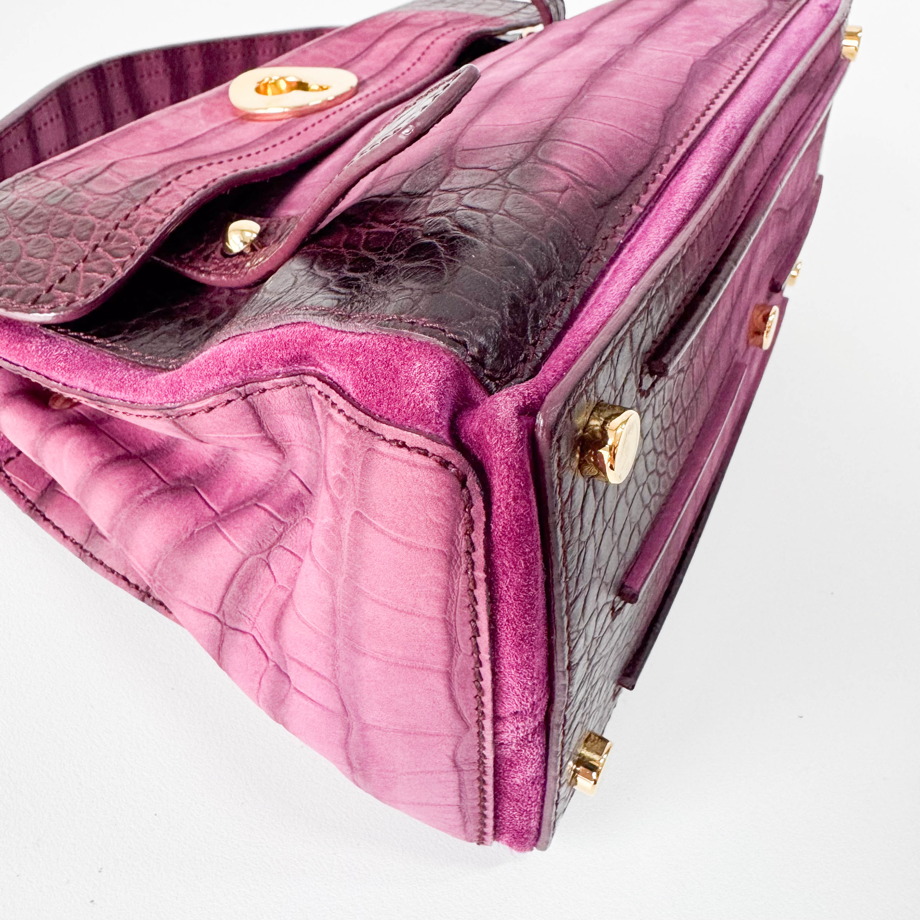 Muse Two Medium Purple Croc-Embossed Nubuck Hangbag