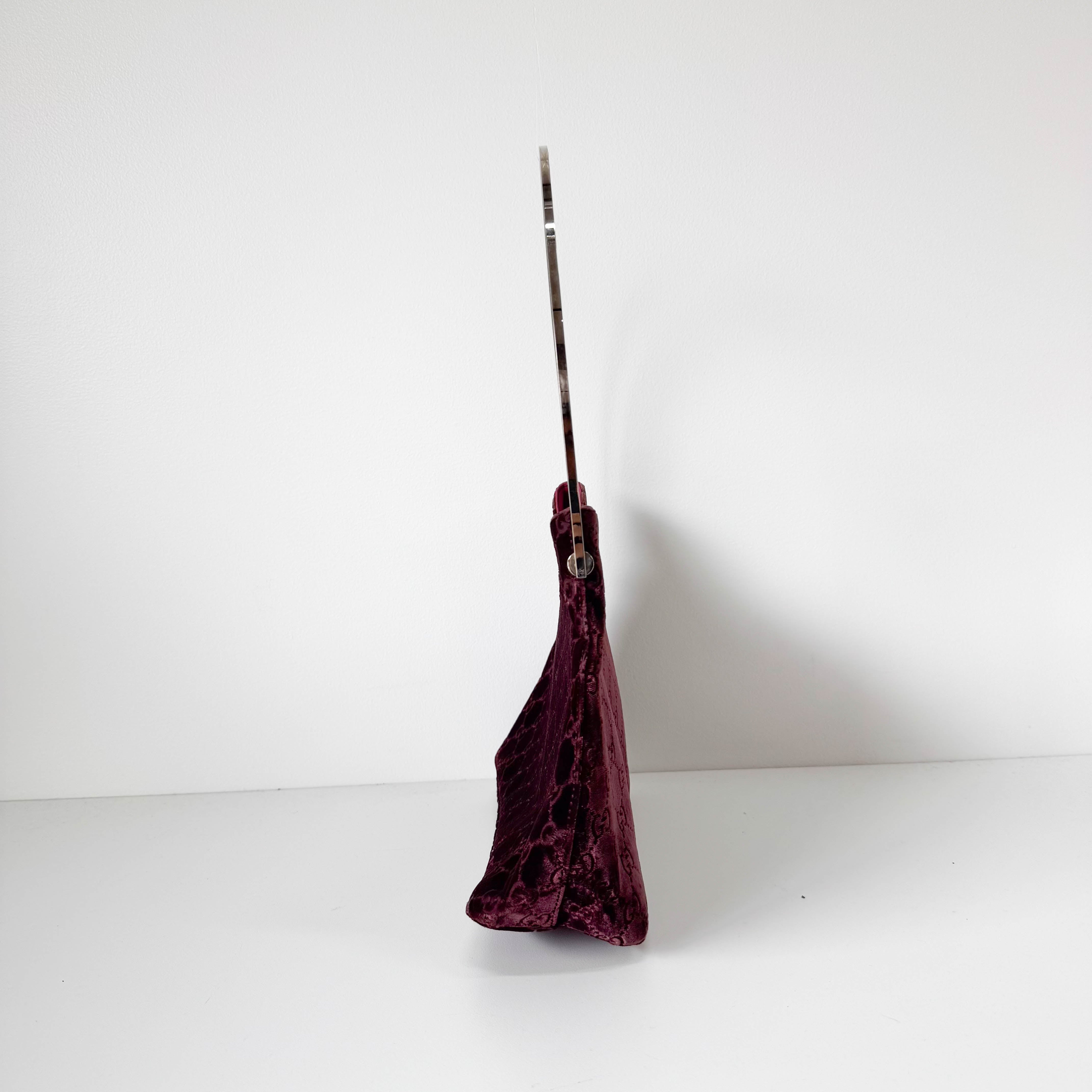 GG Red Velvet with Silver Metal Round Handle Bag by Tom Ford