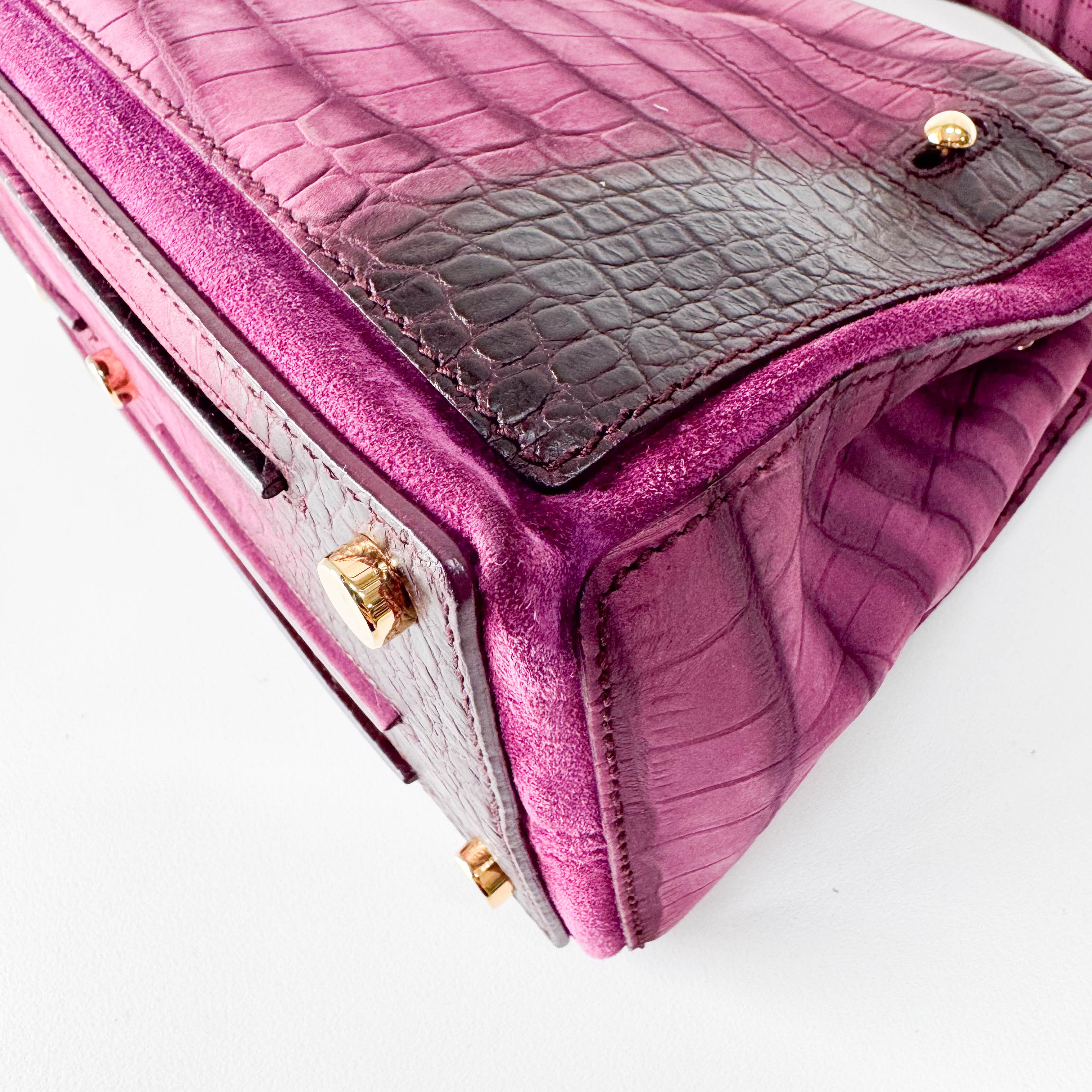 Muse Two Medium Purple Croc-Embossed Nubuck Hangbag