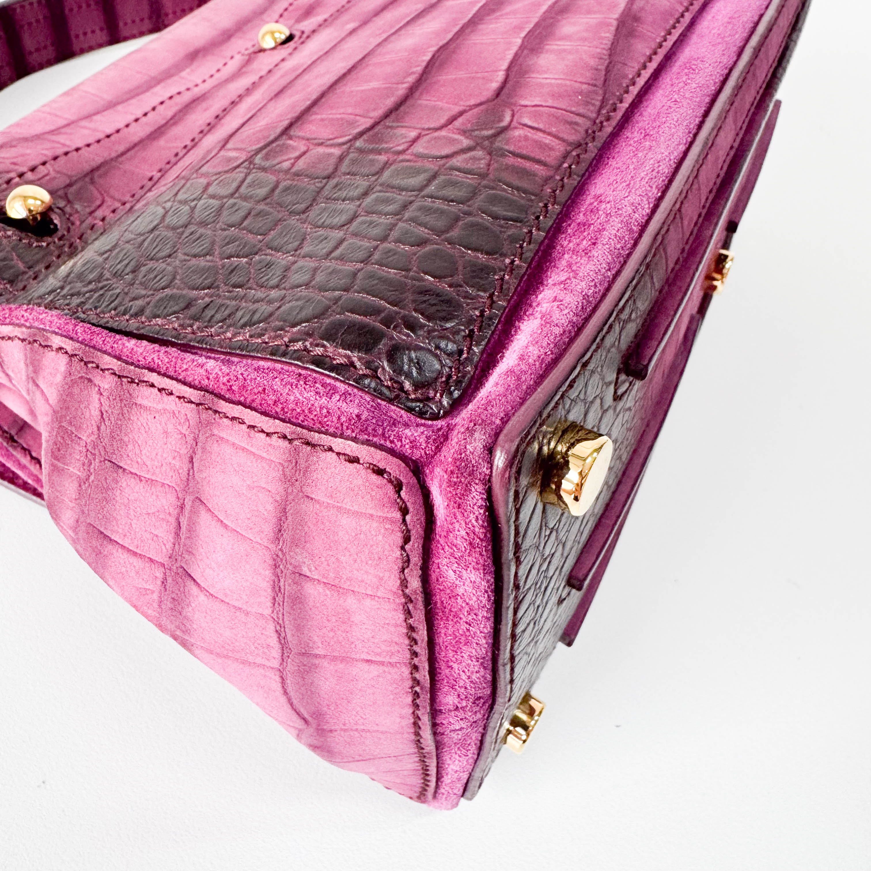 Muse Two Medium Purple Croc-Embossed Nubuck Hangbag